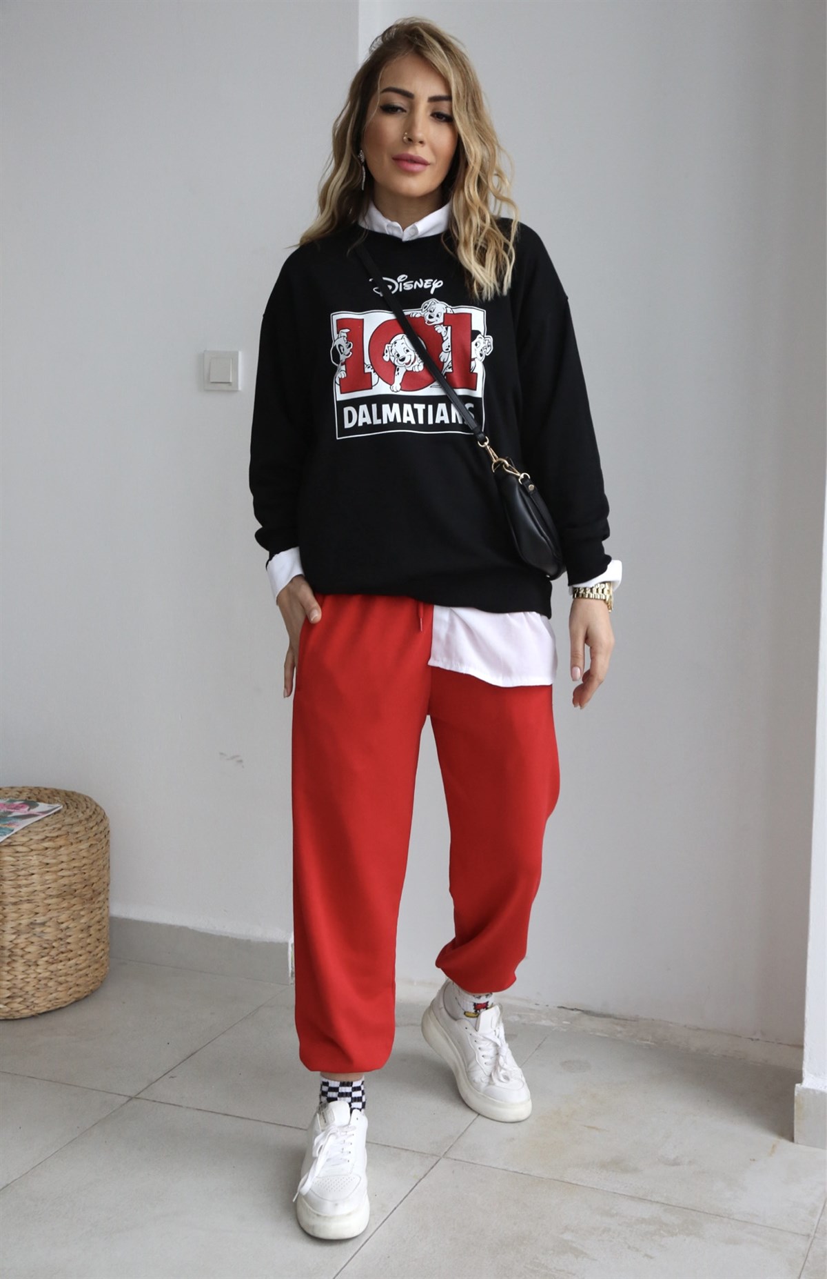 Kırmızı Paçası Lastikli Eşofman