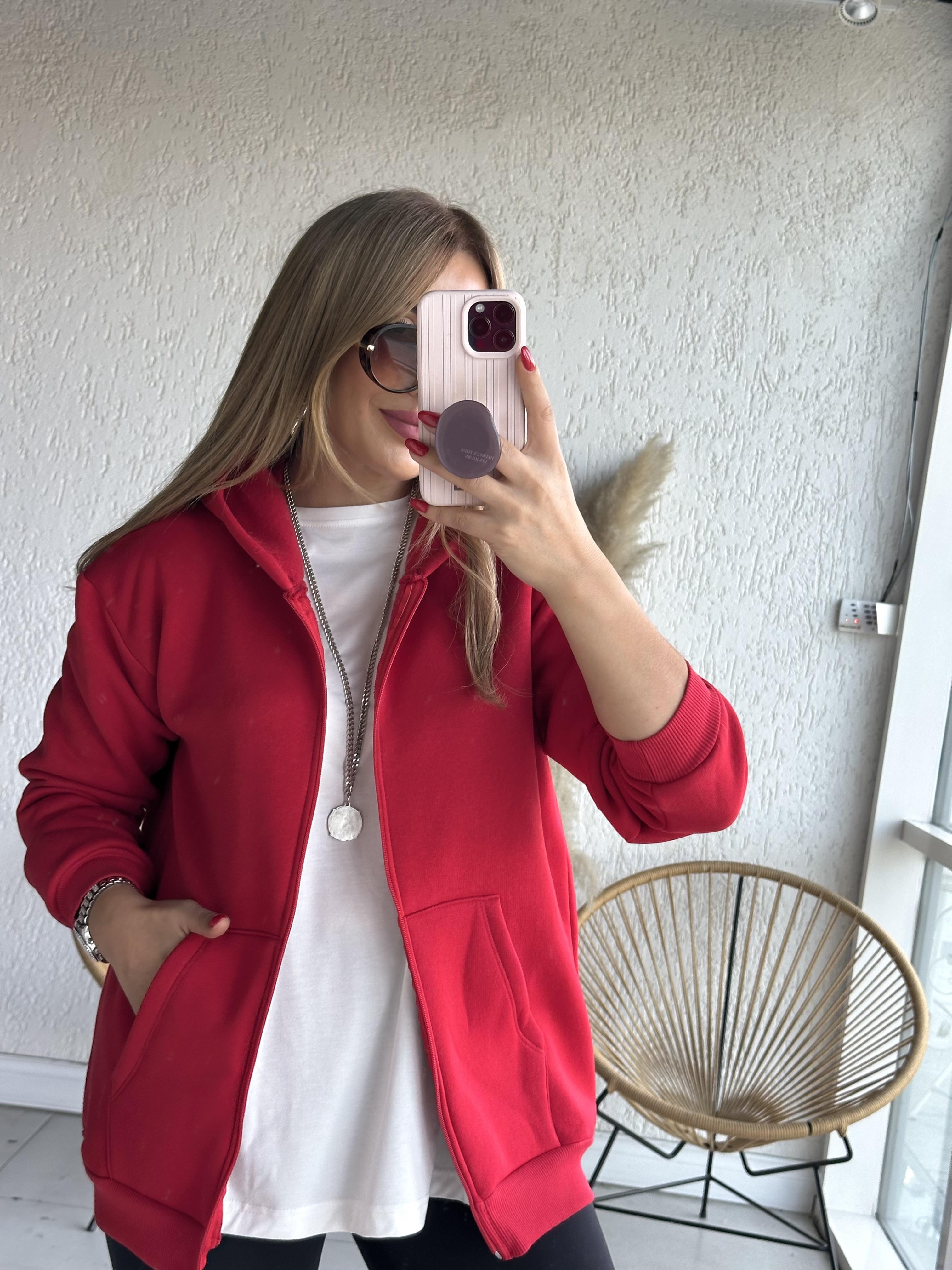 Kırmızı Sweat Hırka