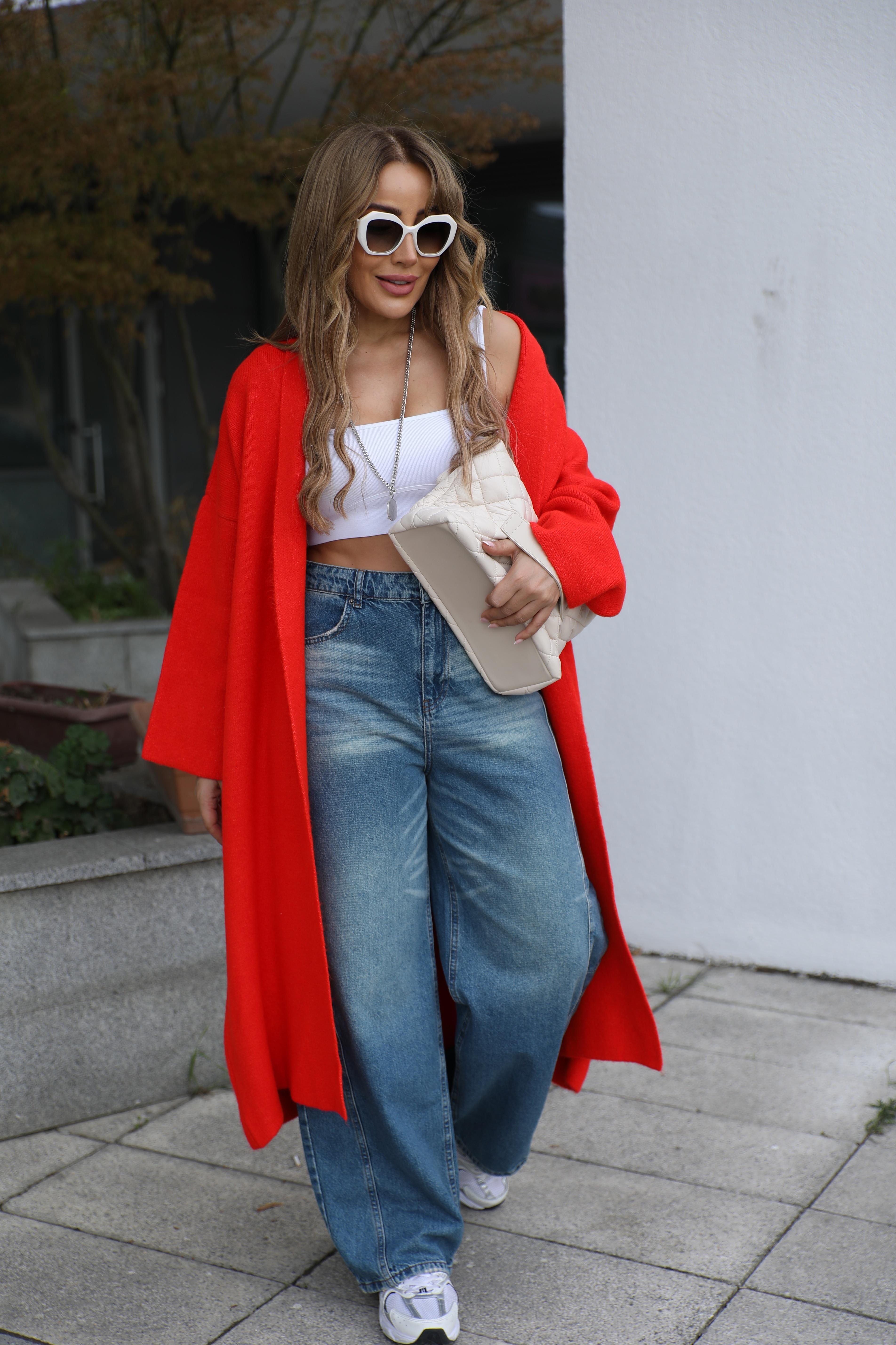 Kırmızı Uzun Hırka