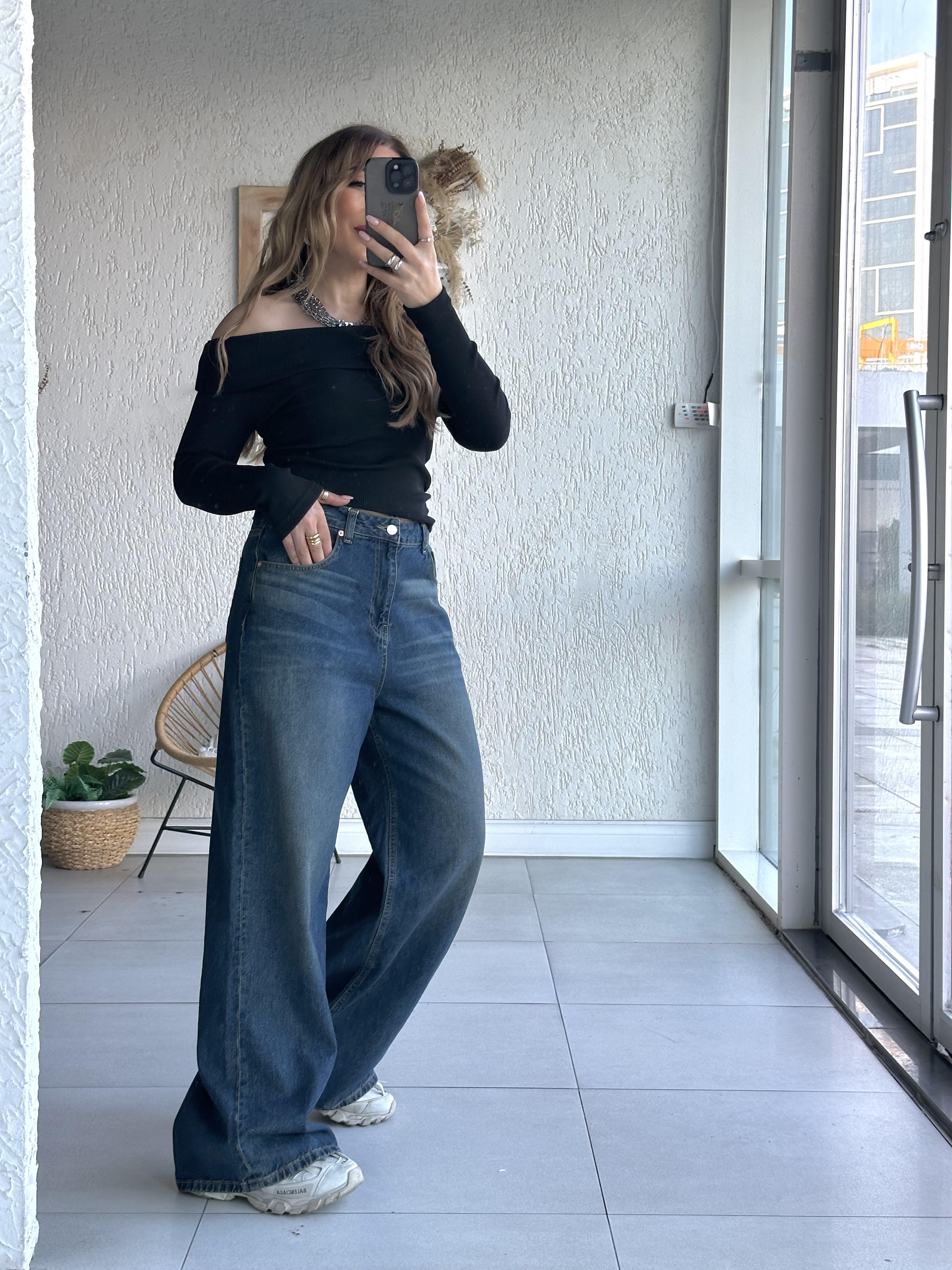 Koyu Lacivert Yıkamalı Jean