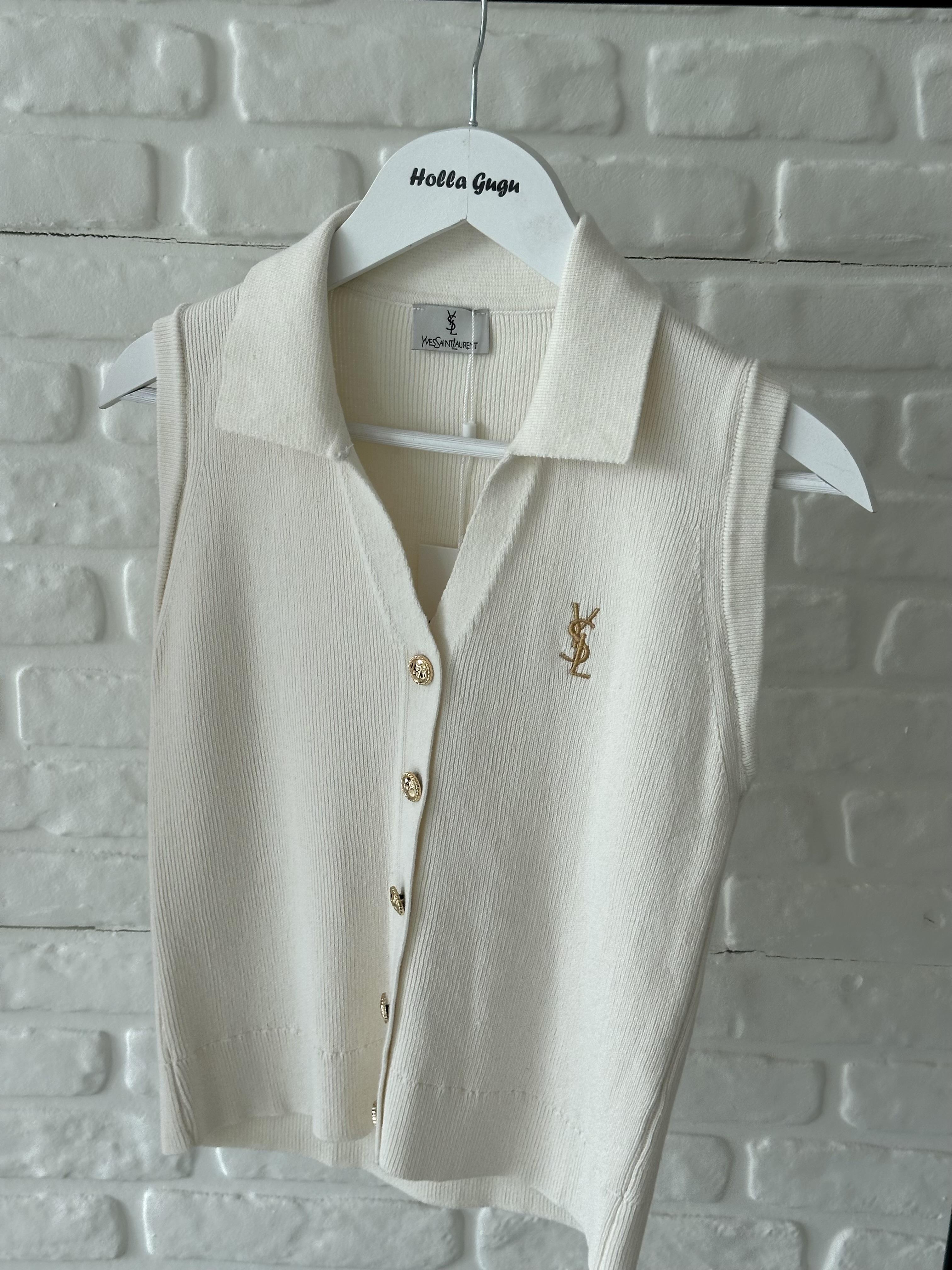 Krem Nakışlı Yelek