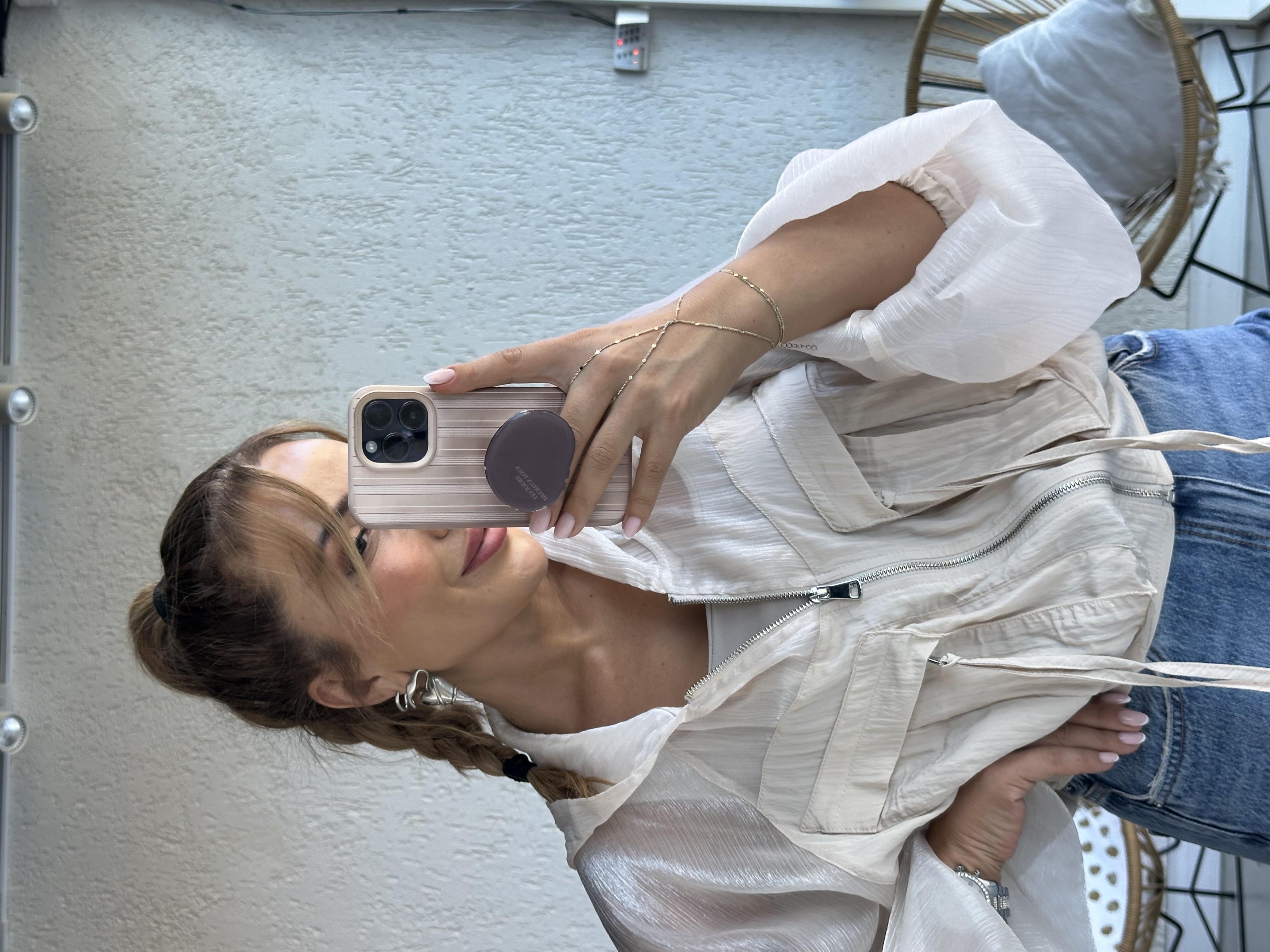 Krem Tasarım Organze Ceket