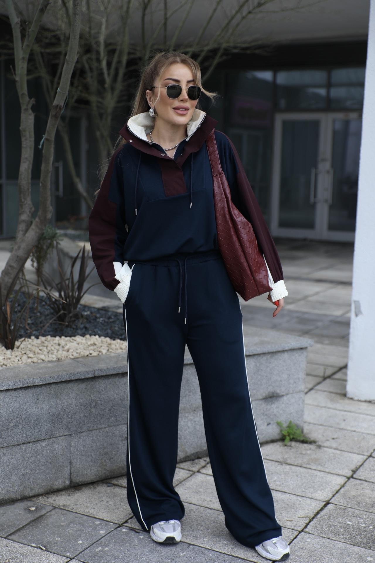 Lacivert Bordo Garnili Takım