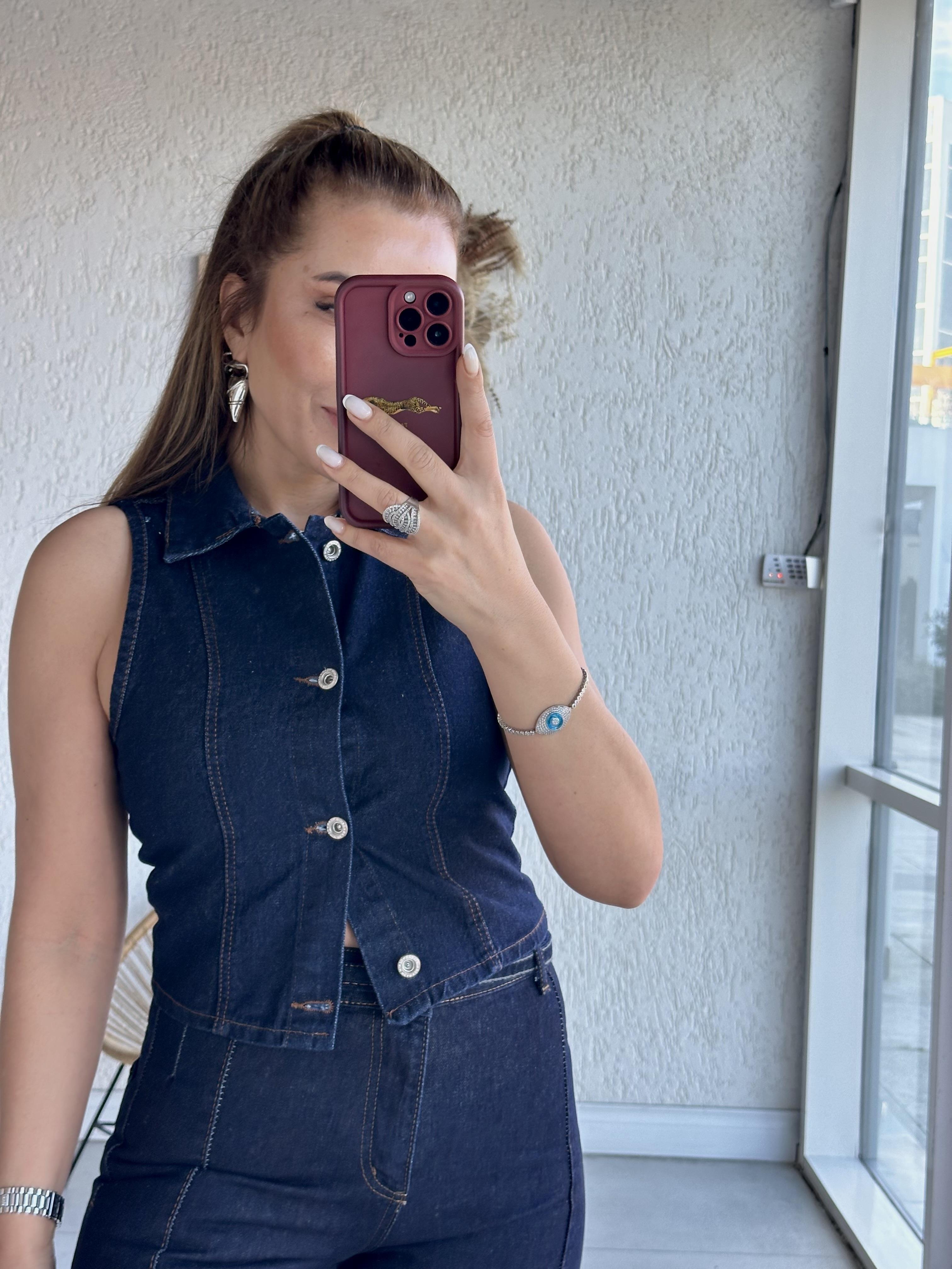 Lacivert Denim Yelek