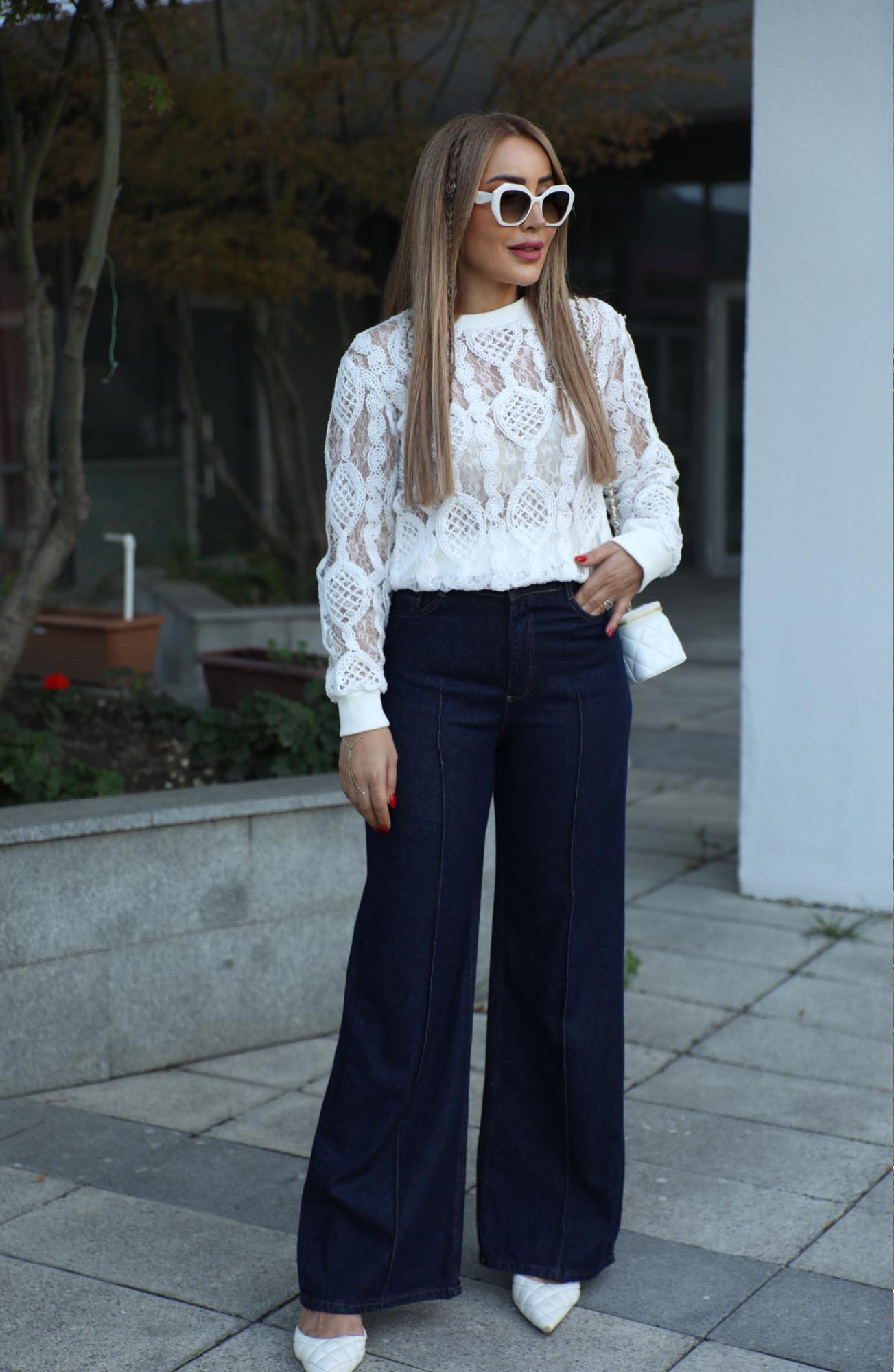 Lacivert Dikiş Detay Jean