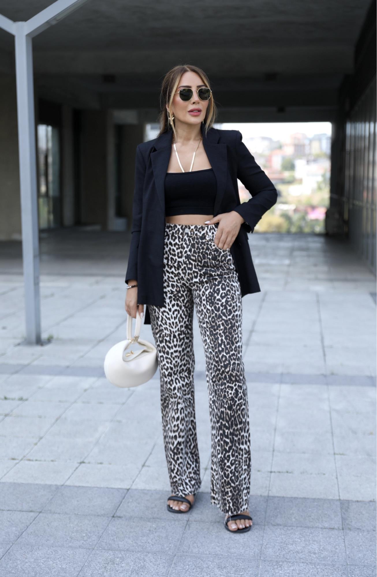 Leopar Desenli Denim