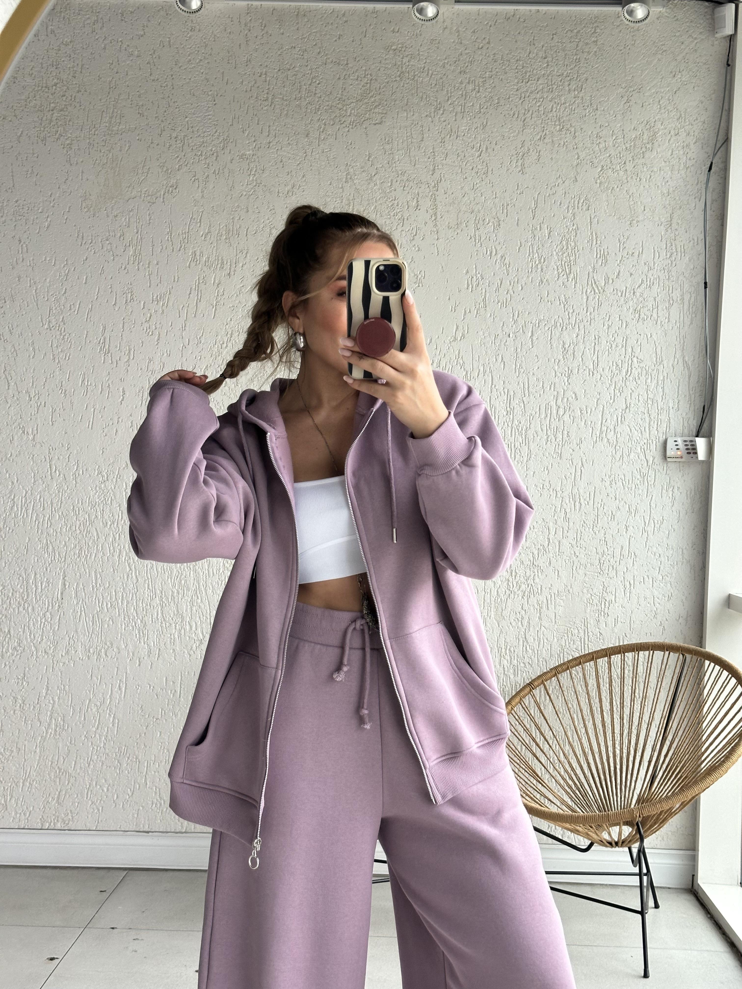 Lila Salaş Sweat Hırka 