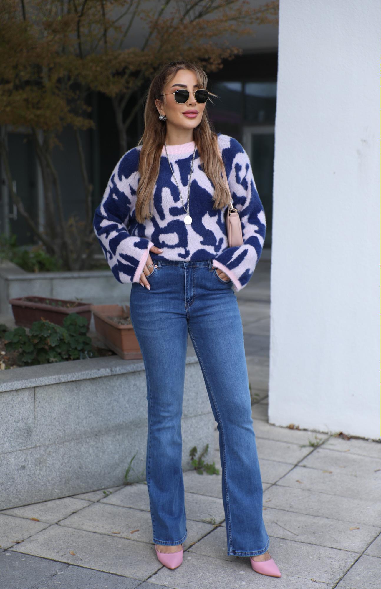 Mavi Likralı İspanyol Jean