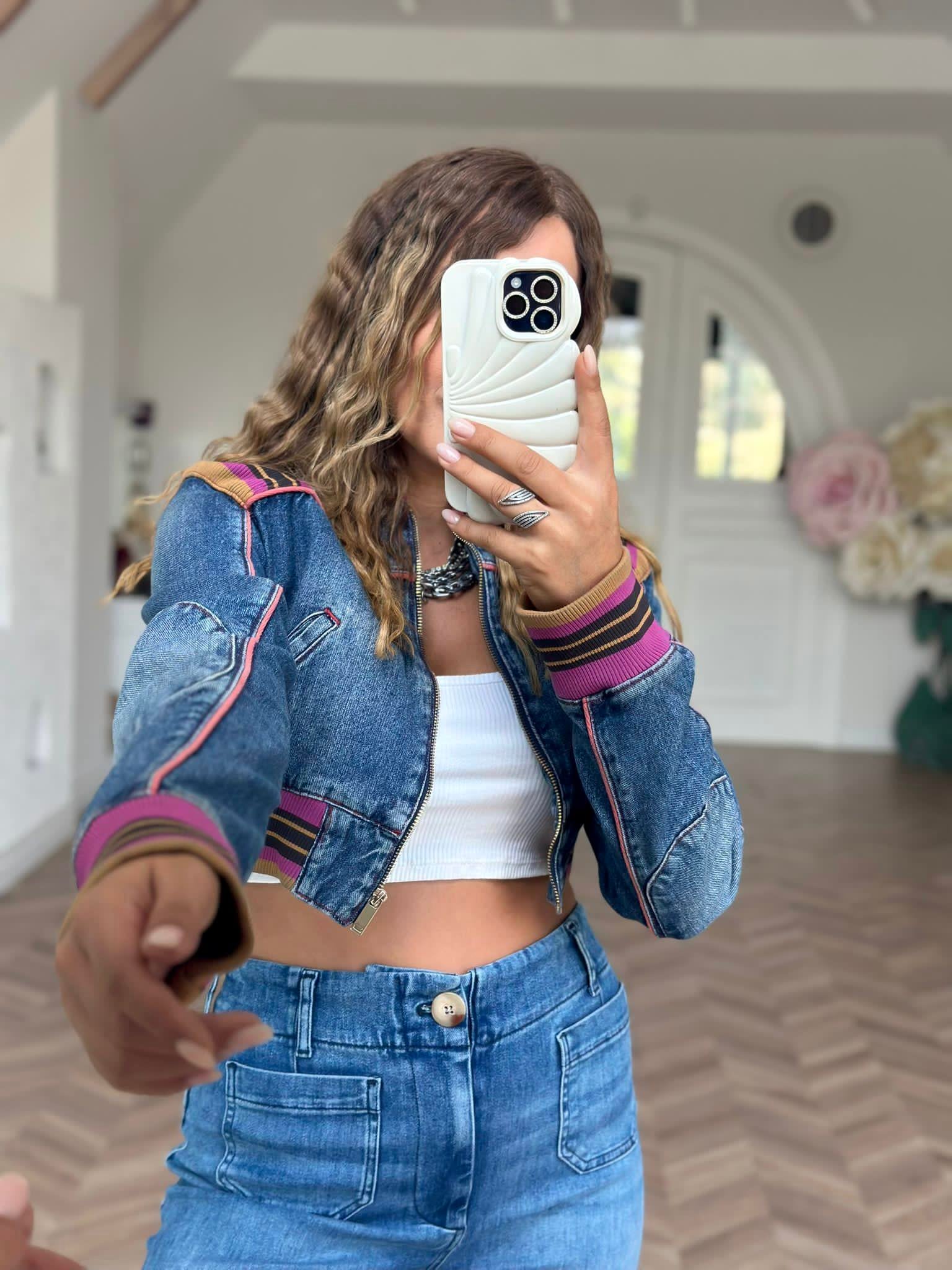 Mavi Ribanalı Jean Ceket