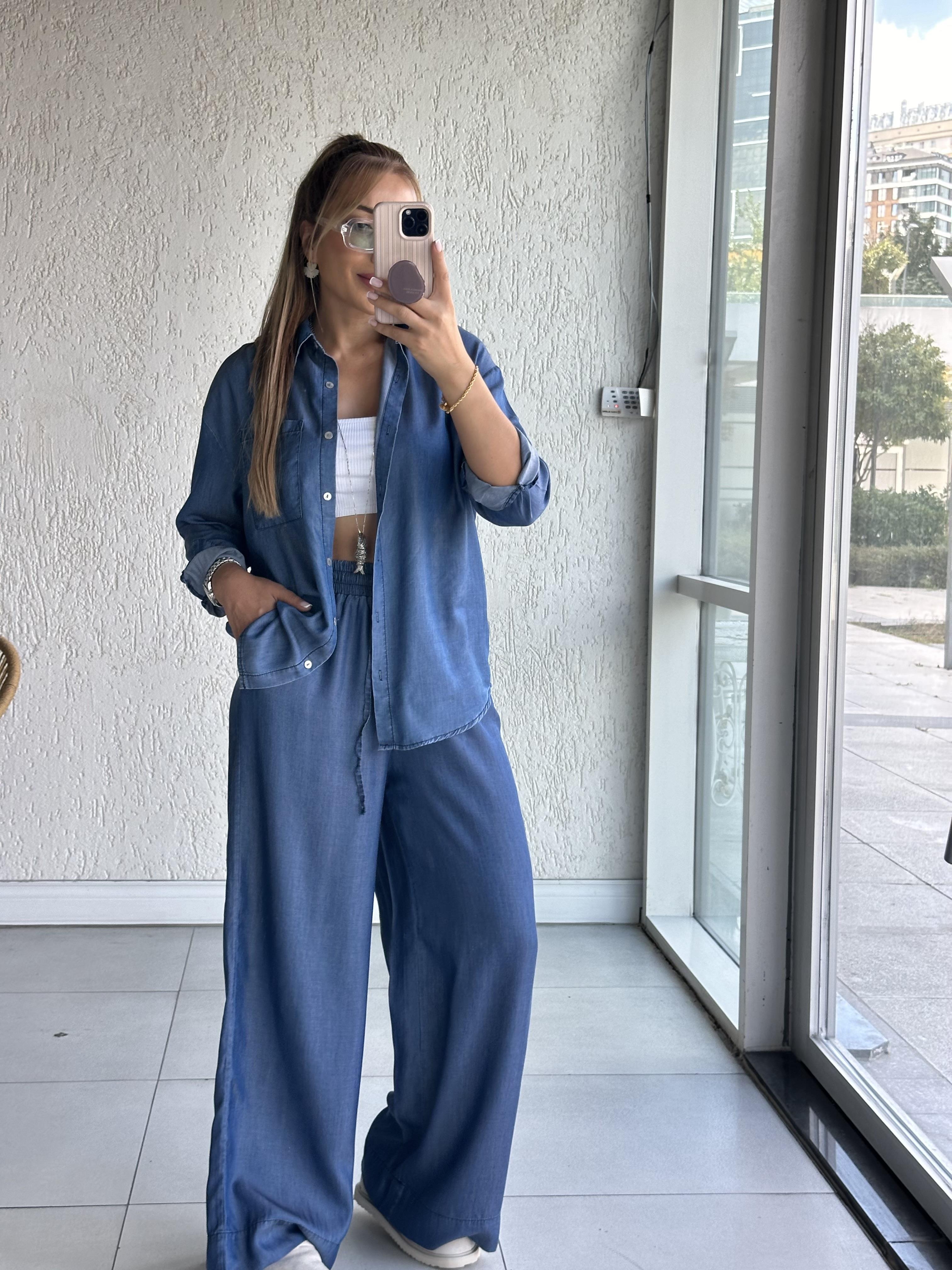 Mavi Tensel Dökümlü Takım