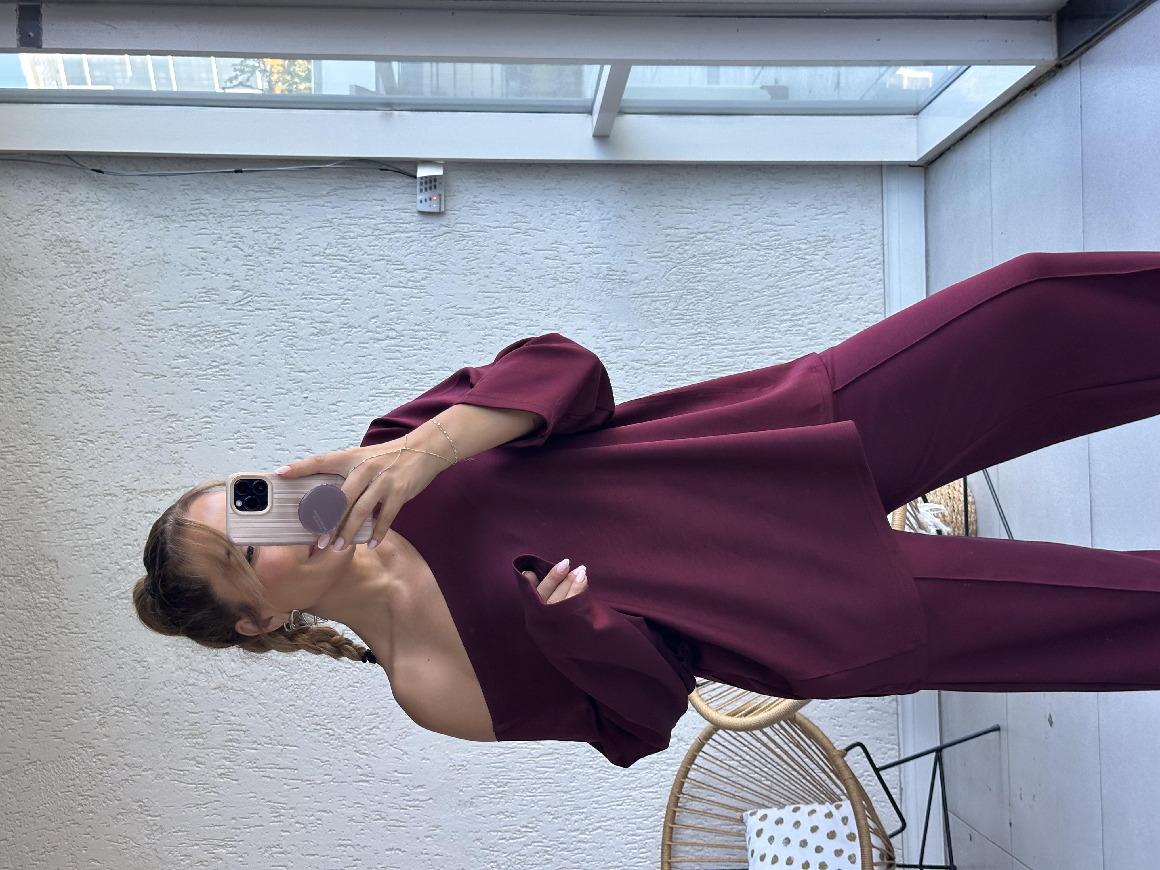 Mürdüm Düşük Omuz Modal Takım