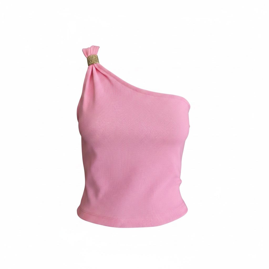 Pembe Gold Detay Tek Omuz Bluz