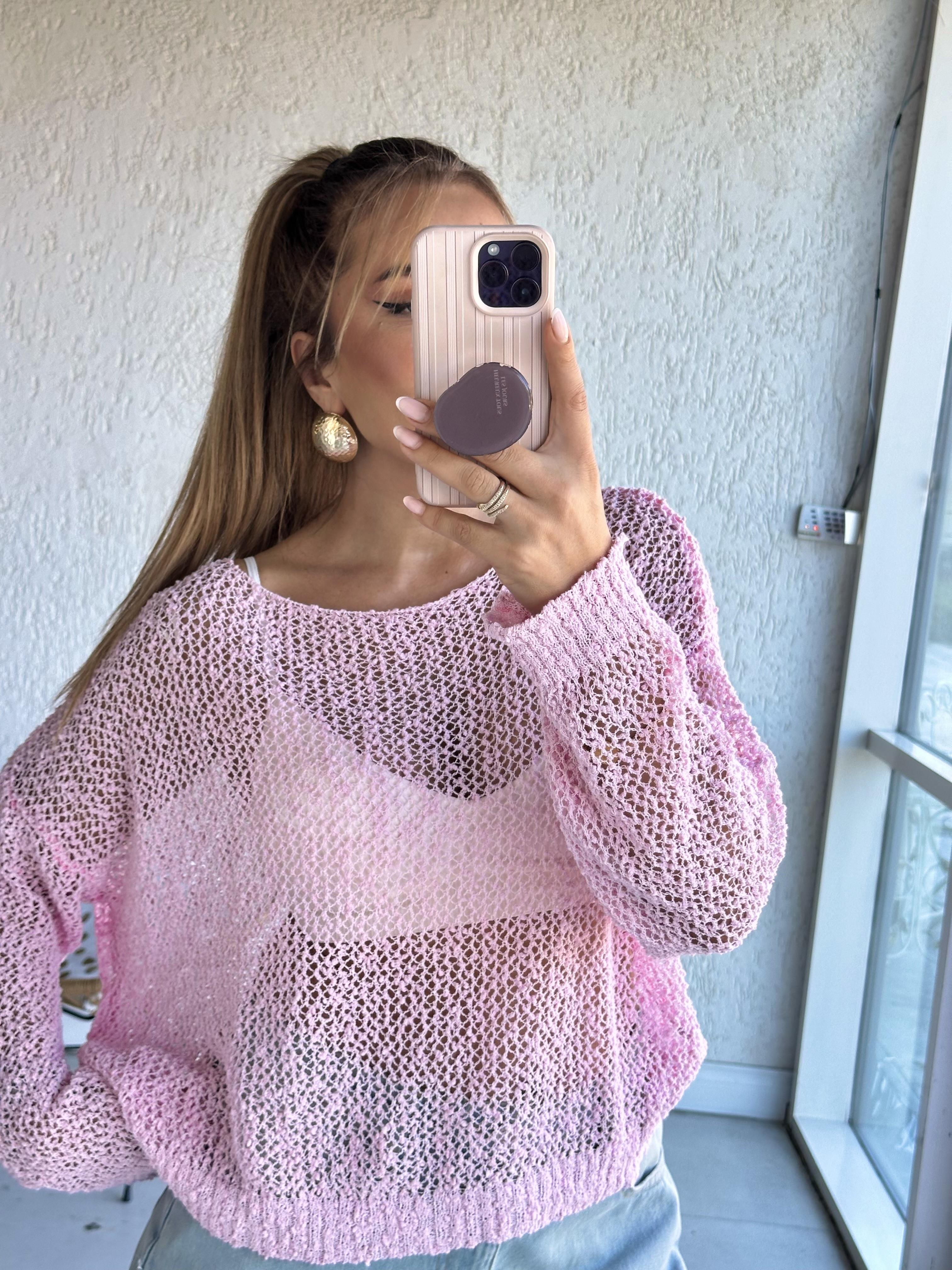 Pembe Merserize Triko Bluz