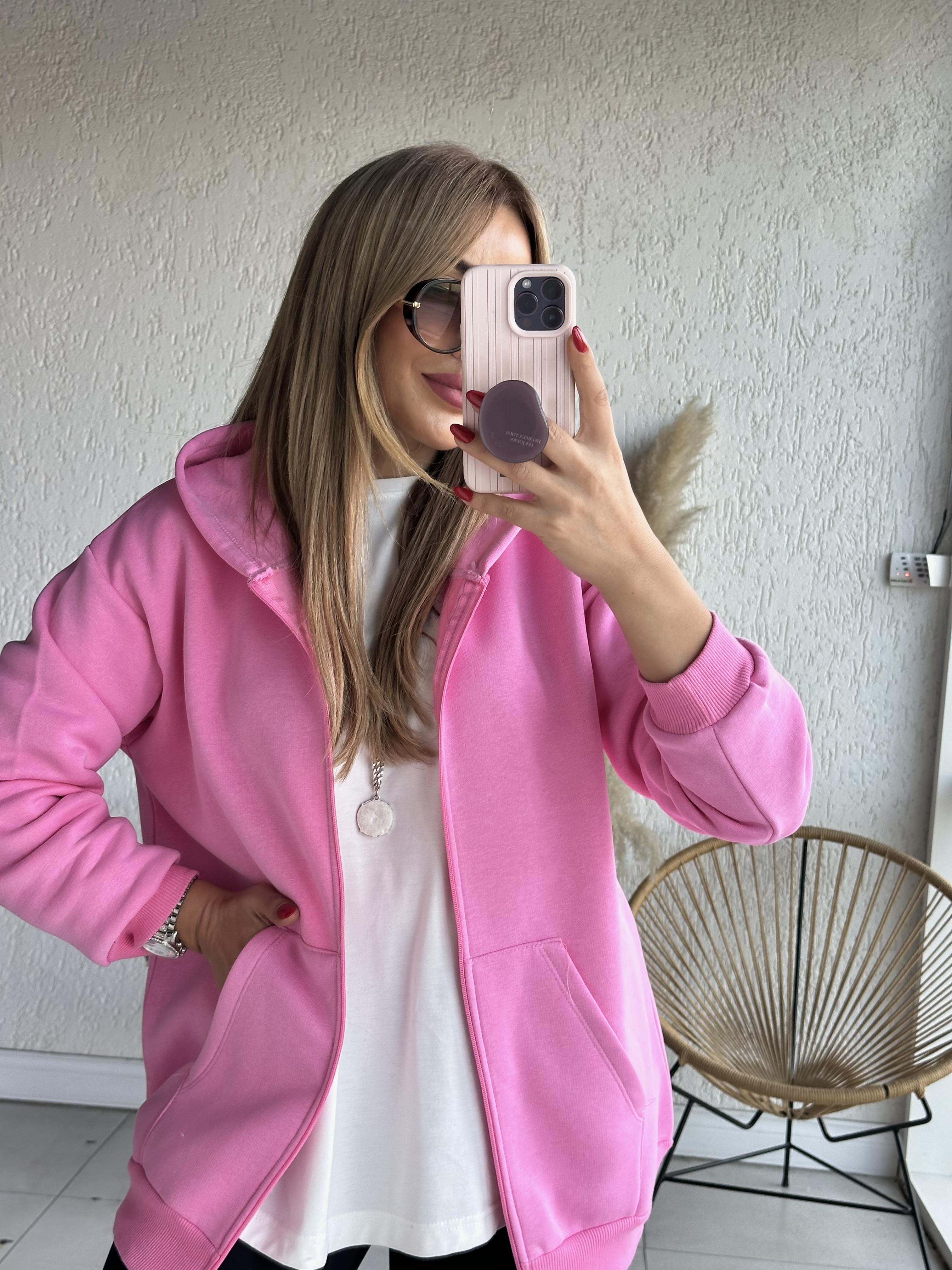 Pembe Sweat Hırka