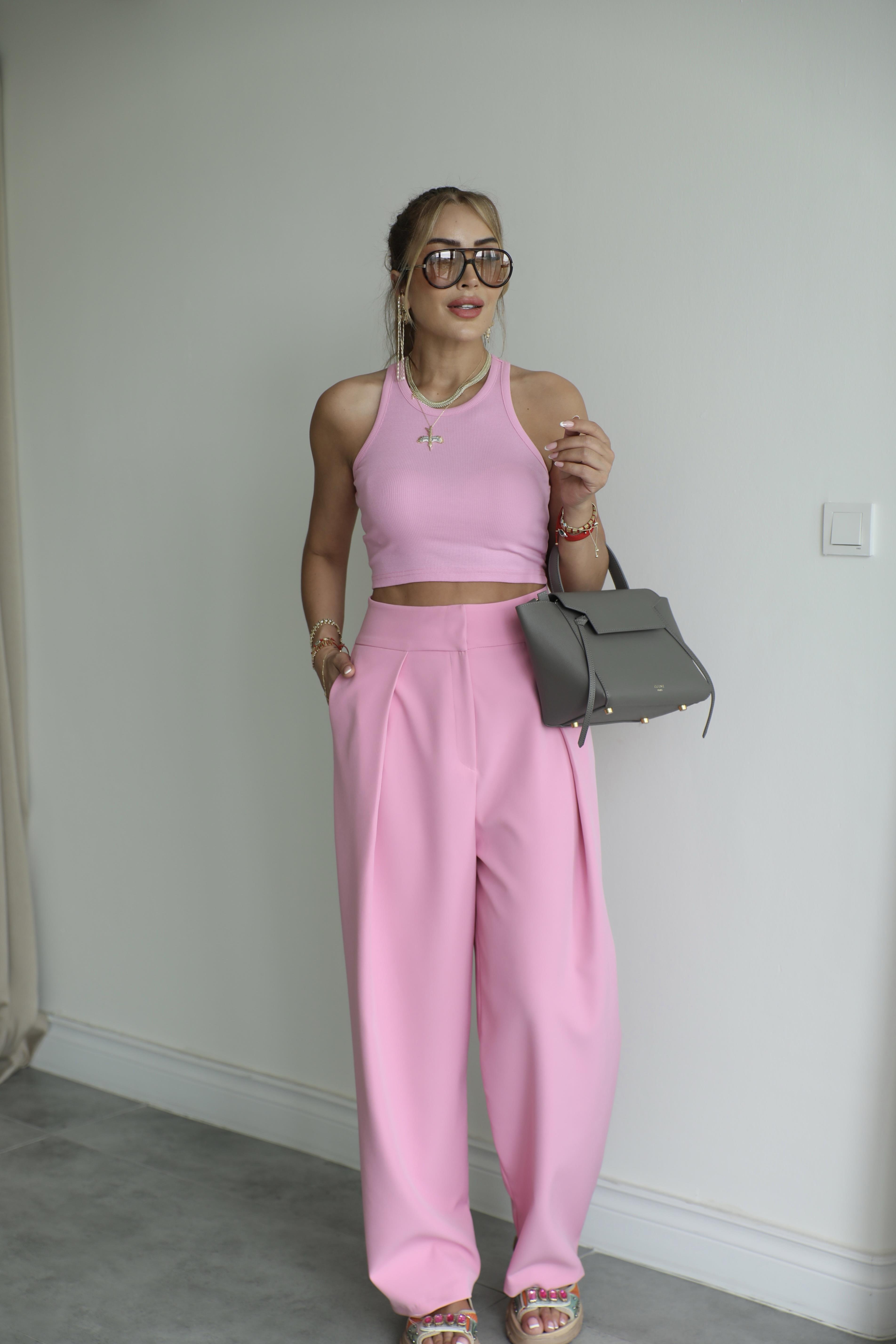 Pembe Tasarım Şalvar Pantolon