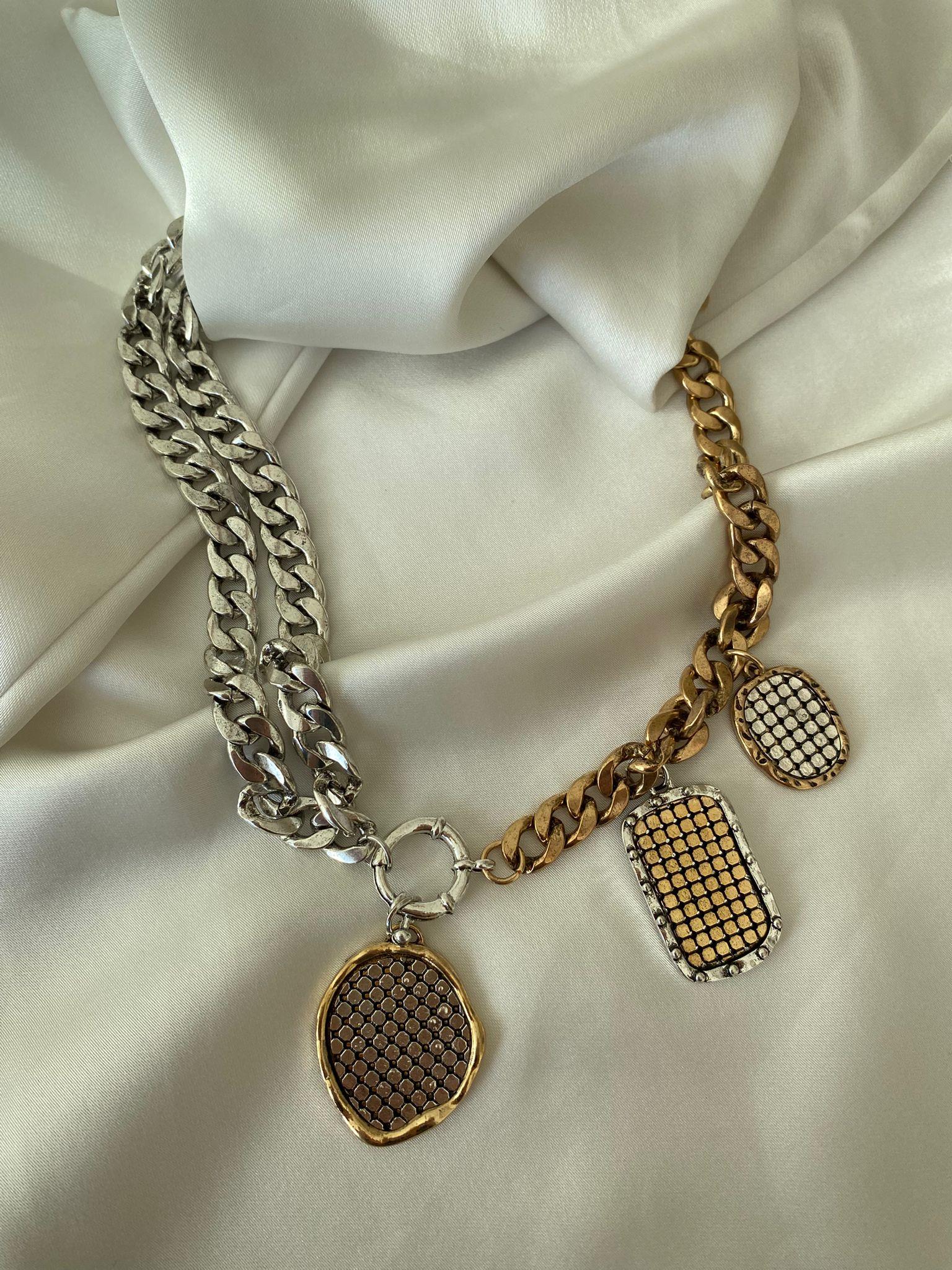 Silver Gold Sarkıt Detay Kolye
