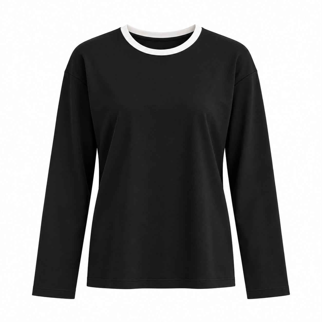 Siyah Beyaz Biyeli Basic T-shirt