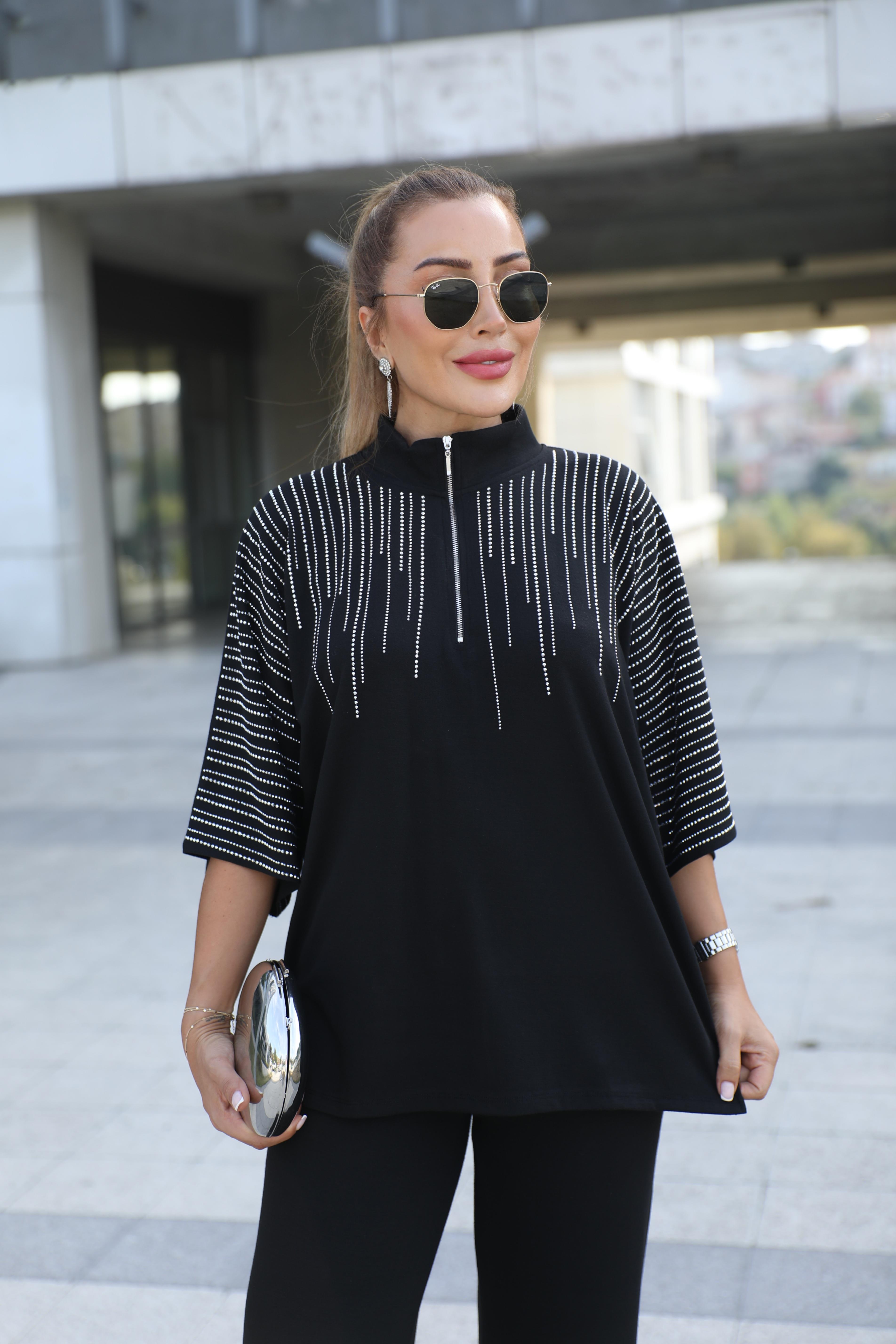 Siyah Çilek Taşlı Takım 