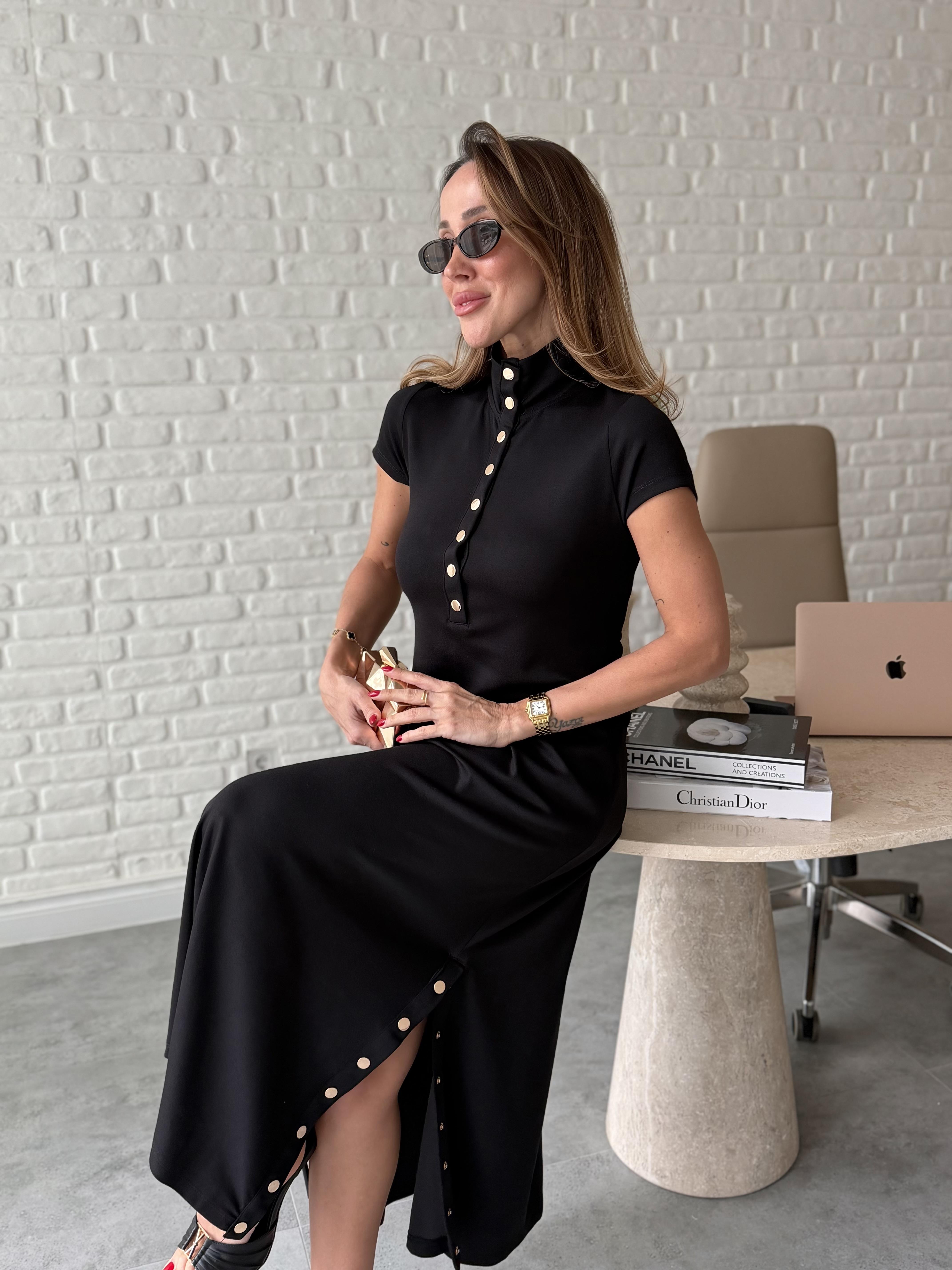 Siyah Çıtçıtlı Modal Elbise