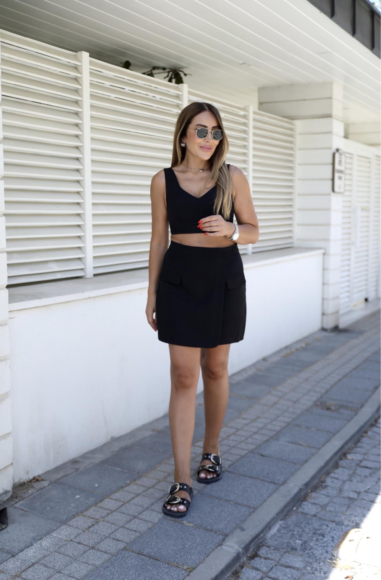 Siyah Etek Crop Takım 