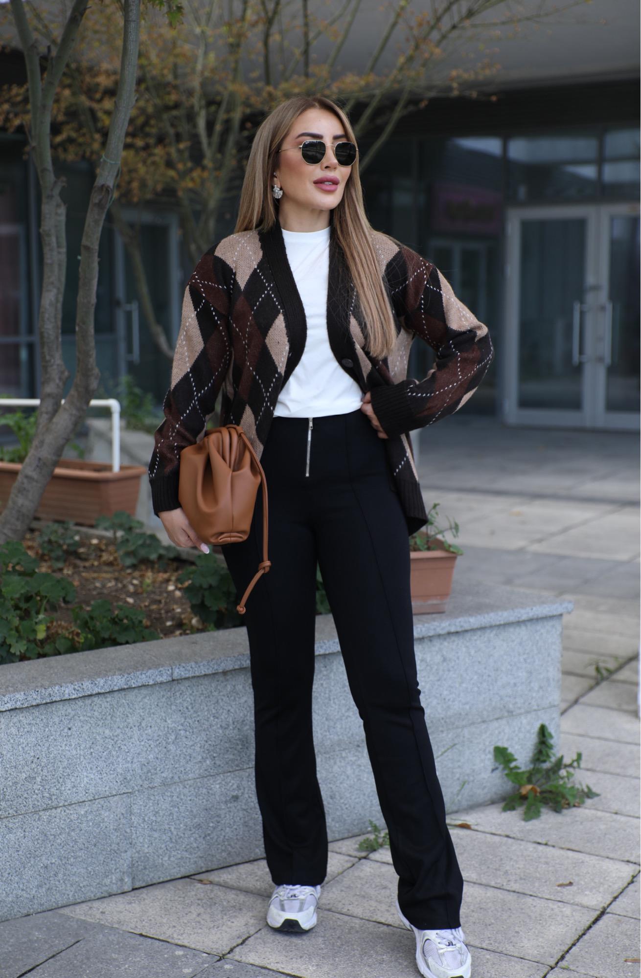 Siyah Fermuar Detaylı Tayt Pantolon 