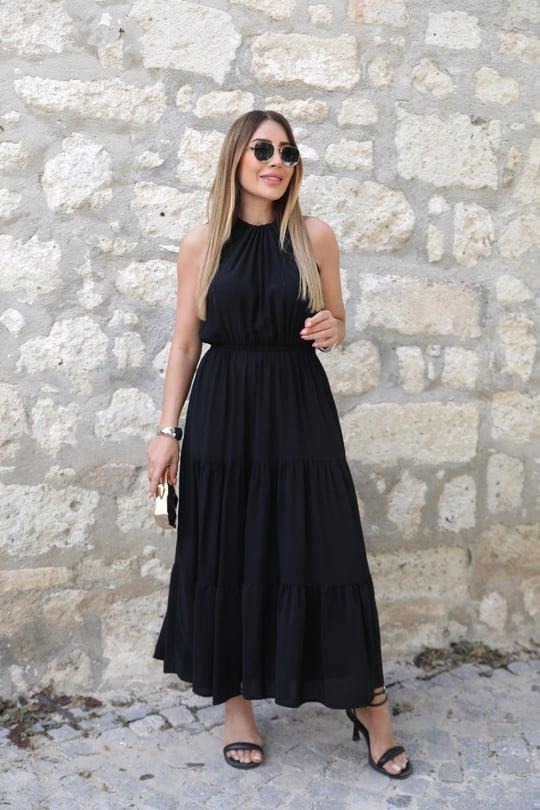 Siyah Halter Maxi Elbise
