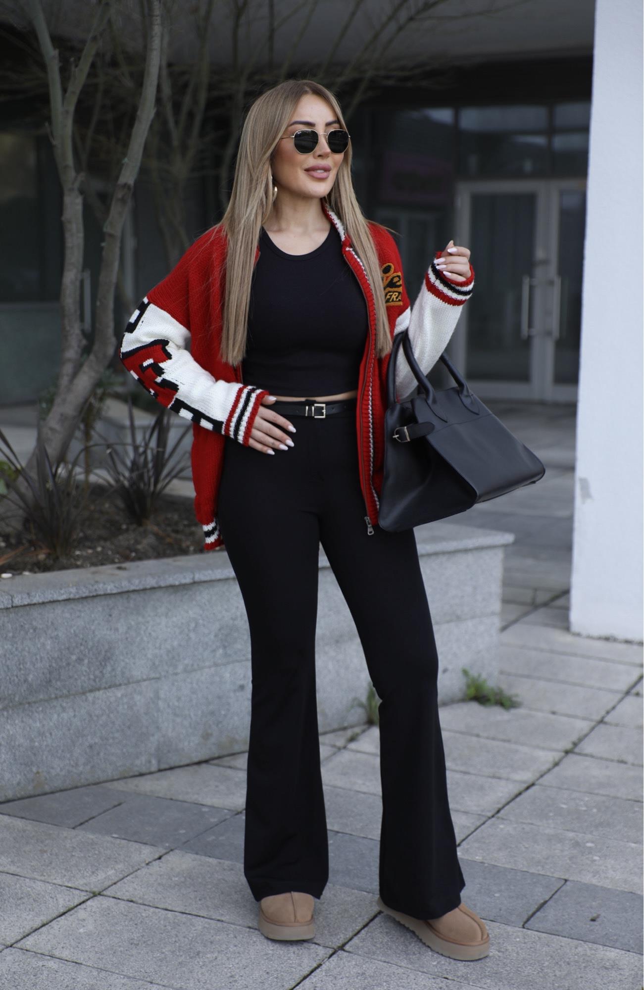 Siyah Kemer Detaylı İspanyol Pantolon 