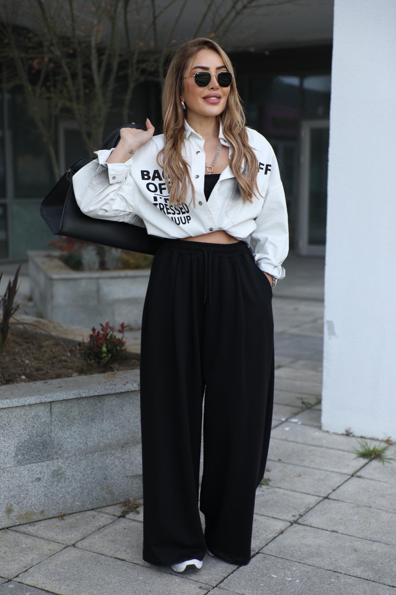 Siyah Pileli Salaş Eşofman 