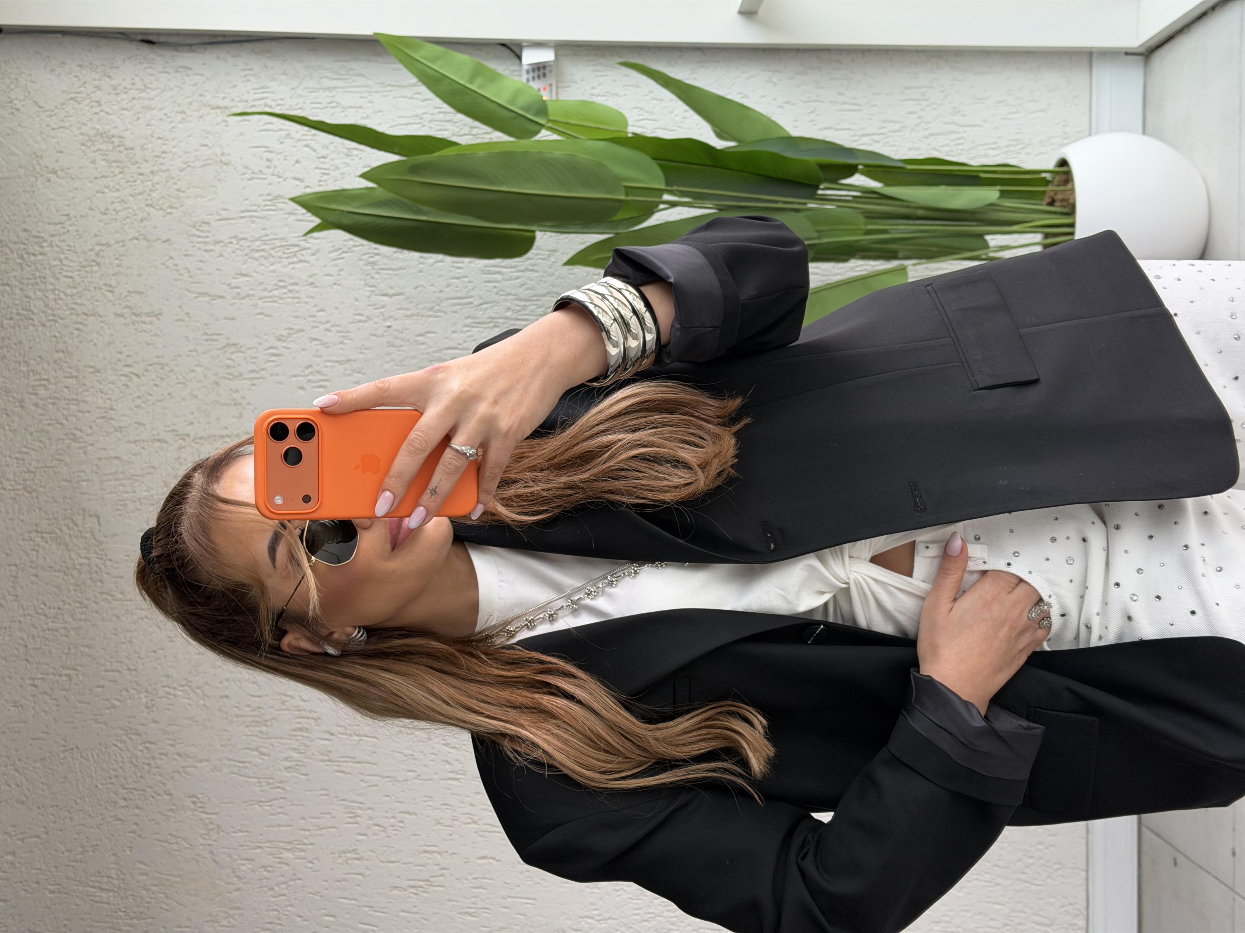 Siyah Premium Çift Düğmeli Blazer Ceket