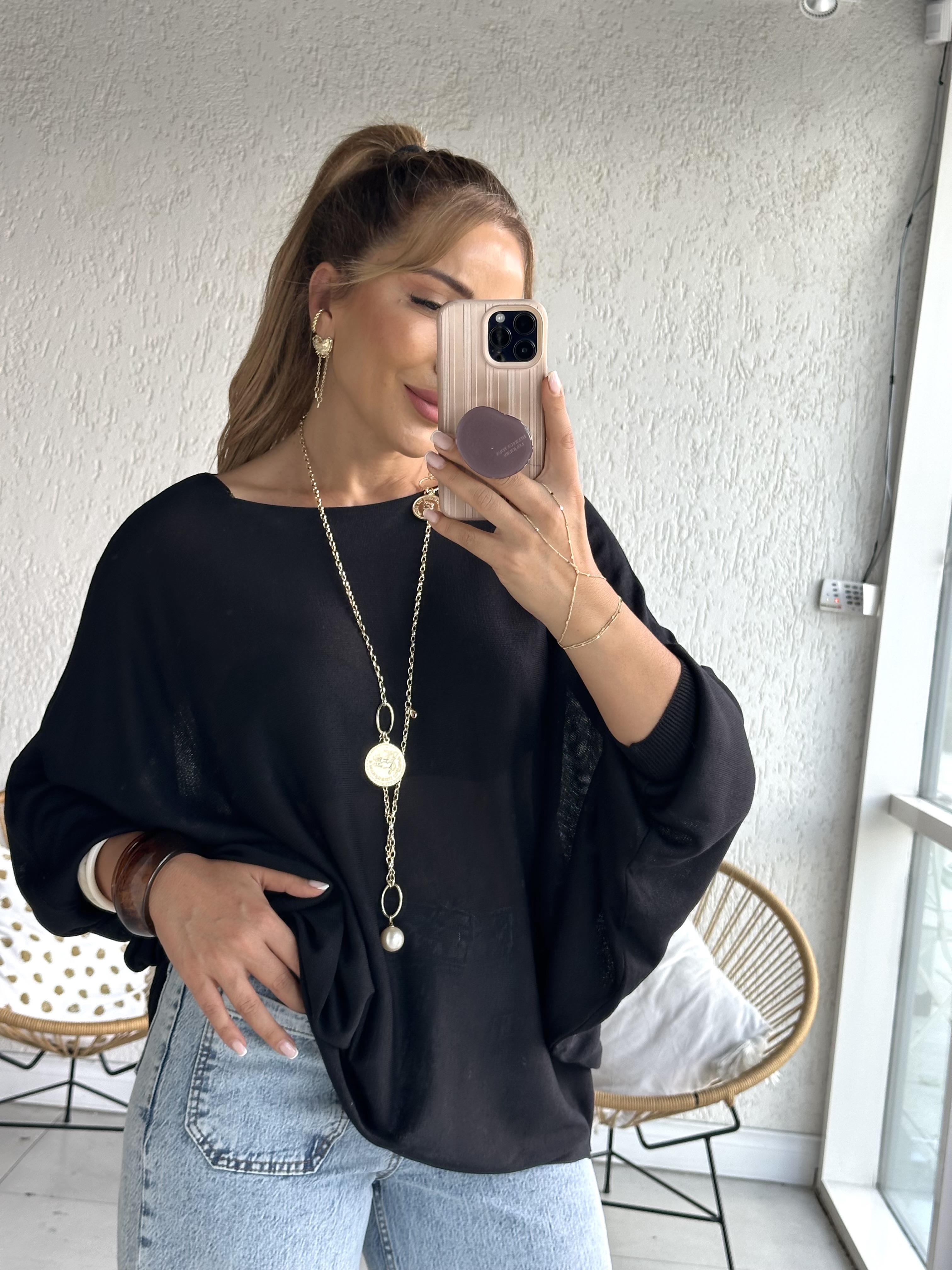 Siyah Salaş Triko Bluz