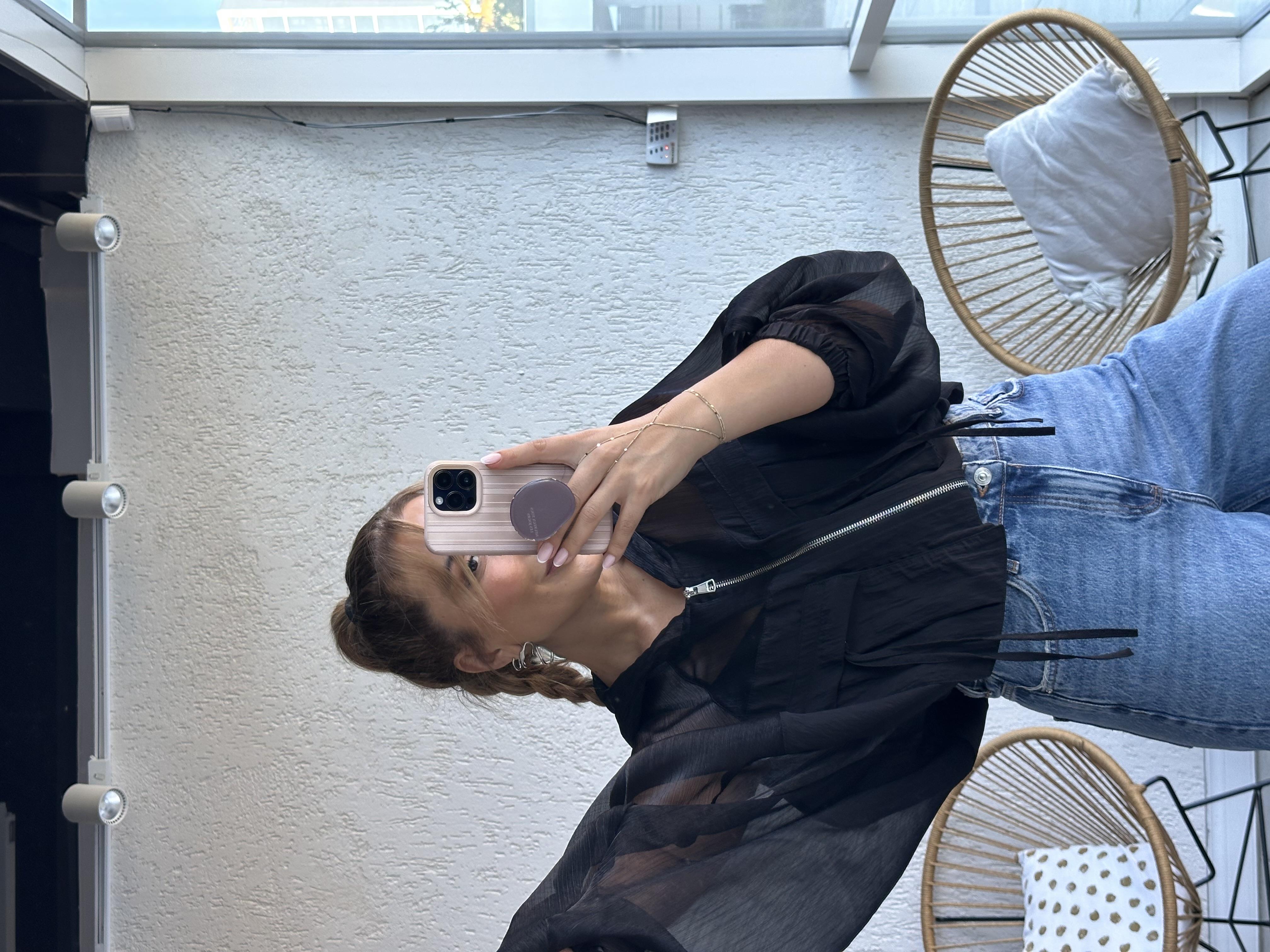 Siyah Tasarım Organze Ceket