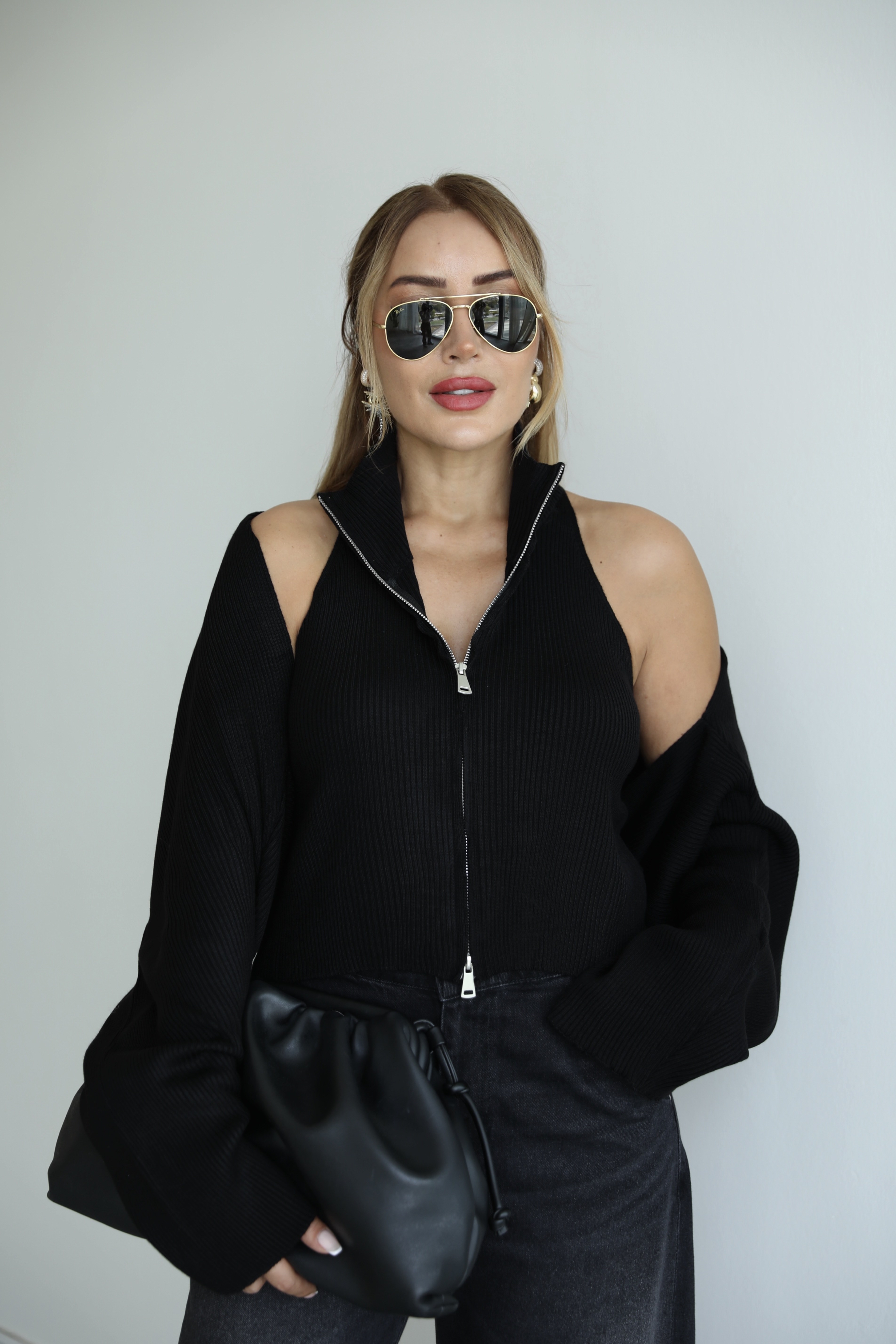 Siyah Triko Bluz Bolero Takım 