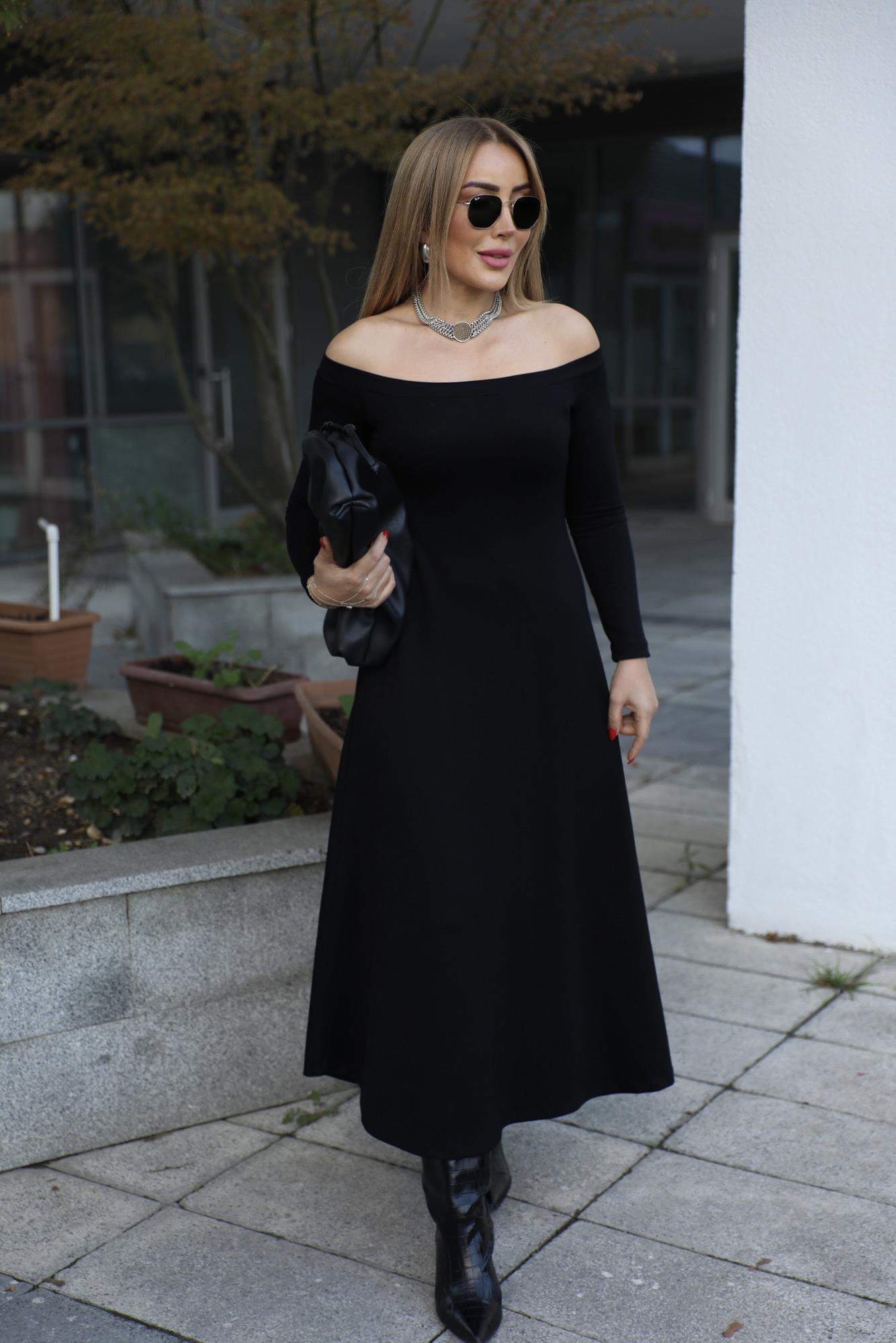 Siyah Uzun Madonna Elbise 