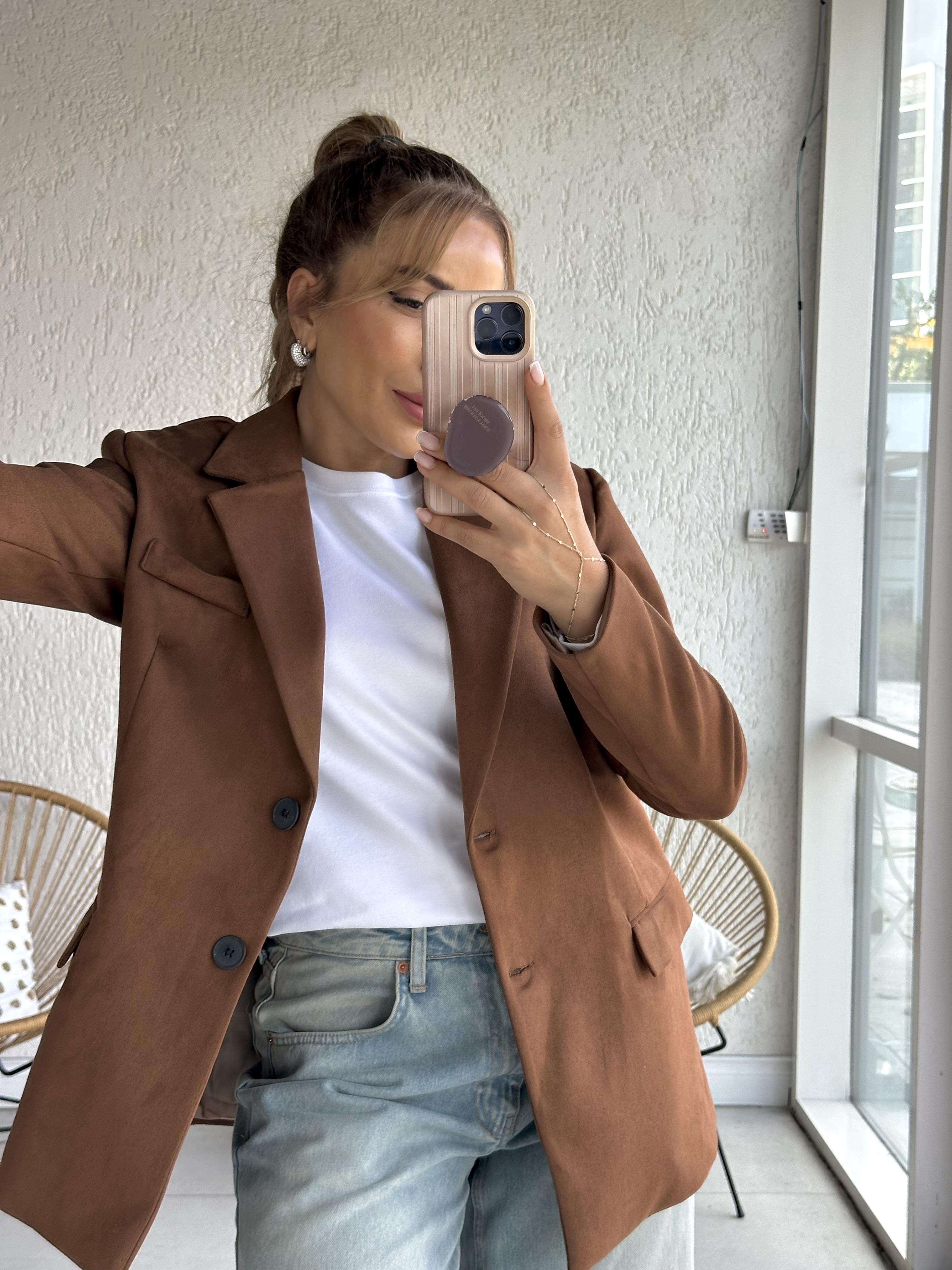 Taba Süet Blazer Ceket