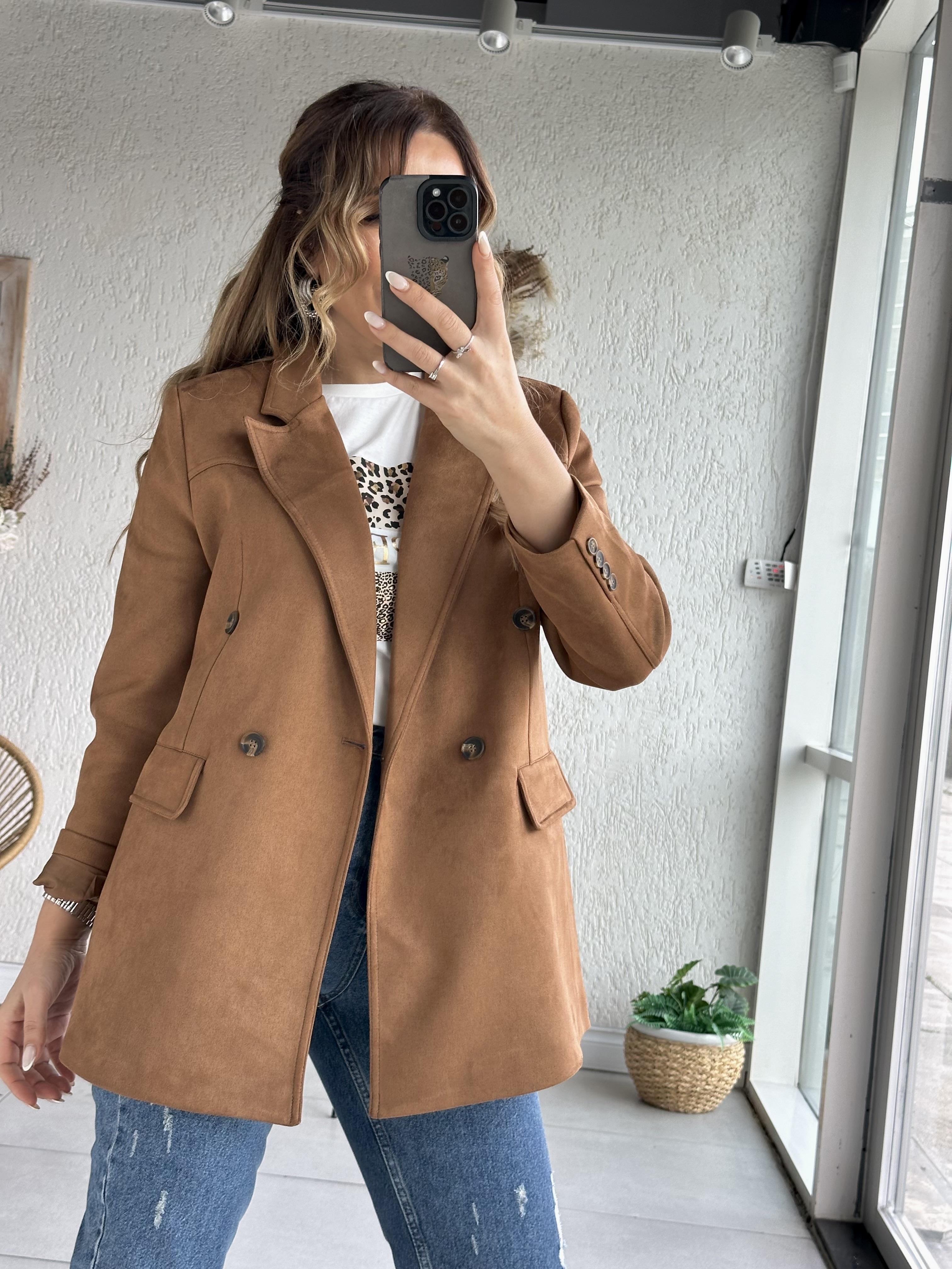 Taba Süet Blazer Ceket