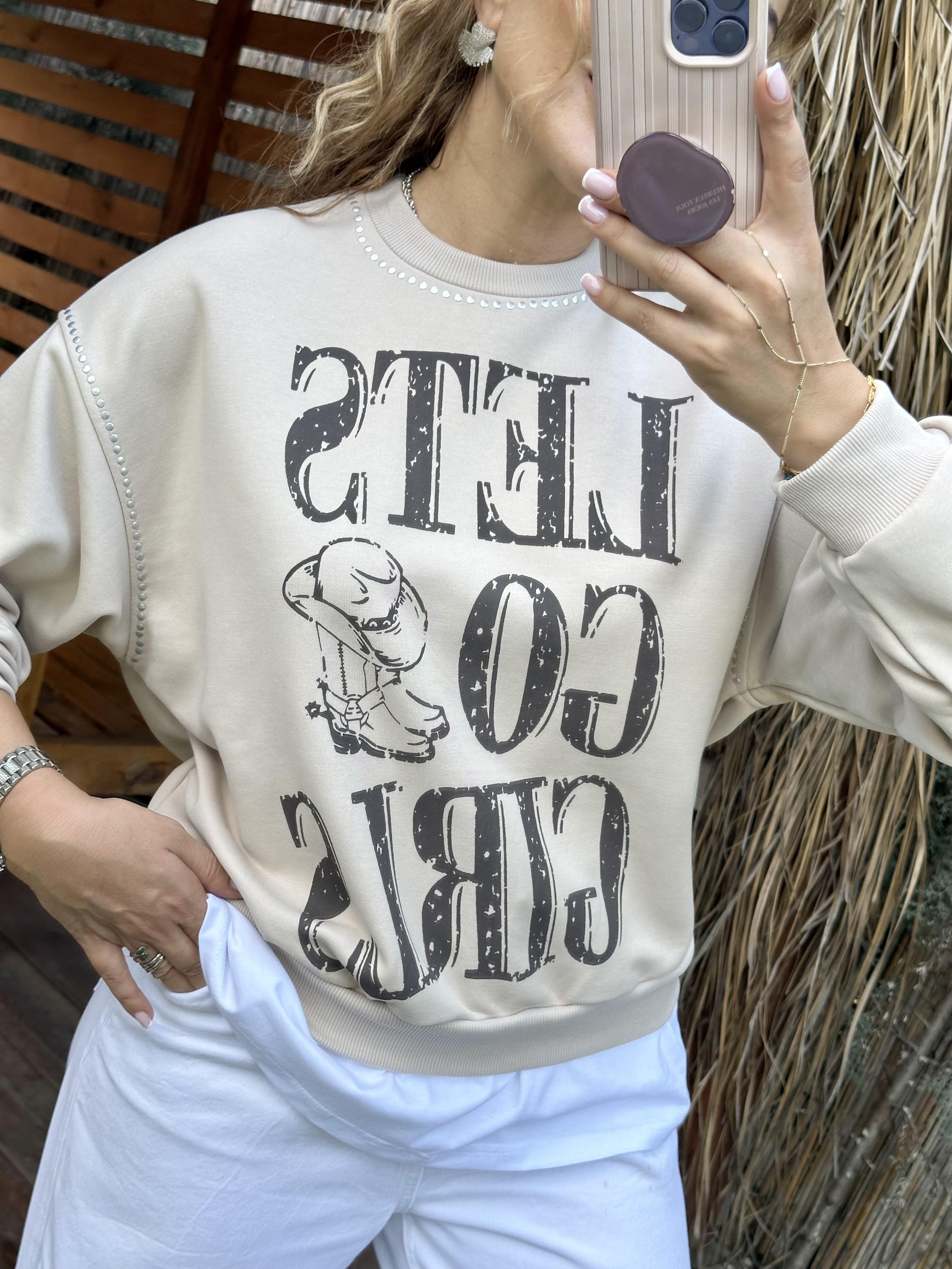 Taş Rengi Lets Basic Detay Sweat