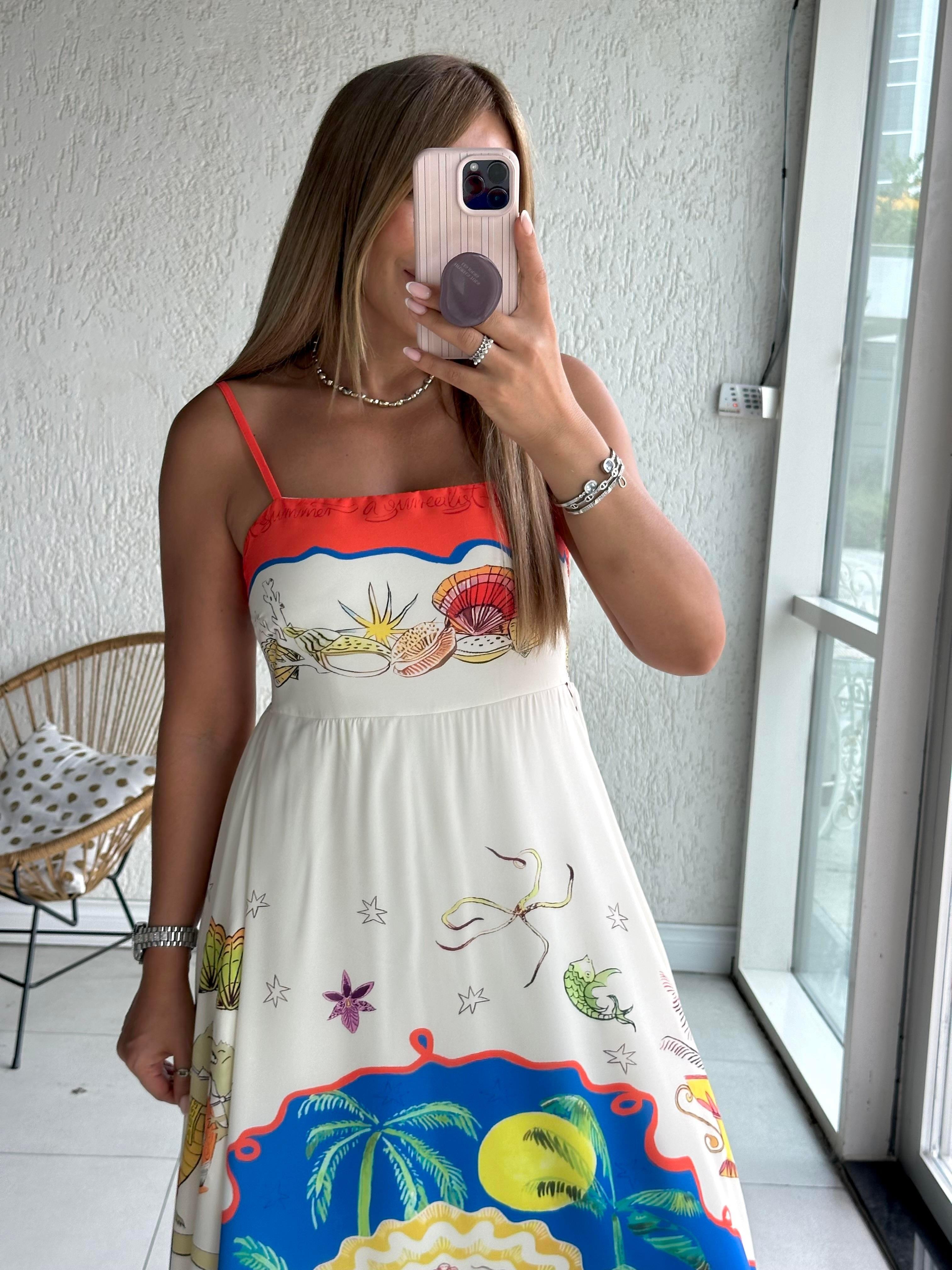 Turuncu Desenli Elbise