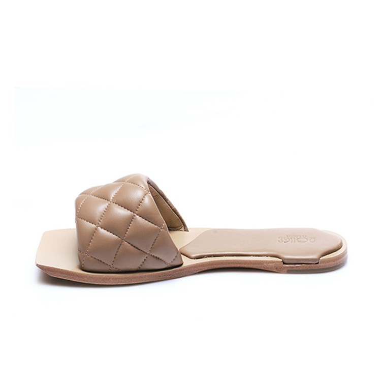 Rouge 1cm Neolit Taban Rugan Deri Nude Kadın Terlik 0197-169