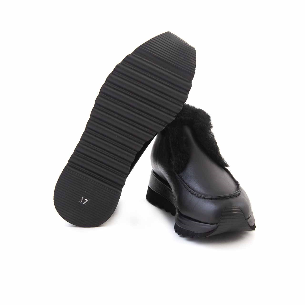Rouge 5cm Eva Taban Hakiki Deri Siyah Bağcıksız Kadın Günlük Bot 4257-64