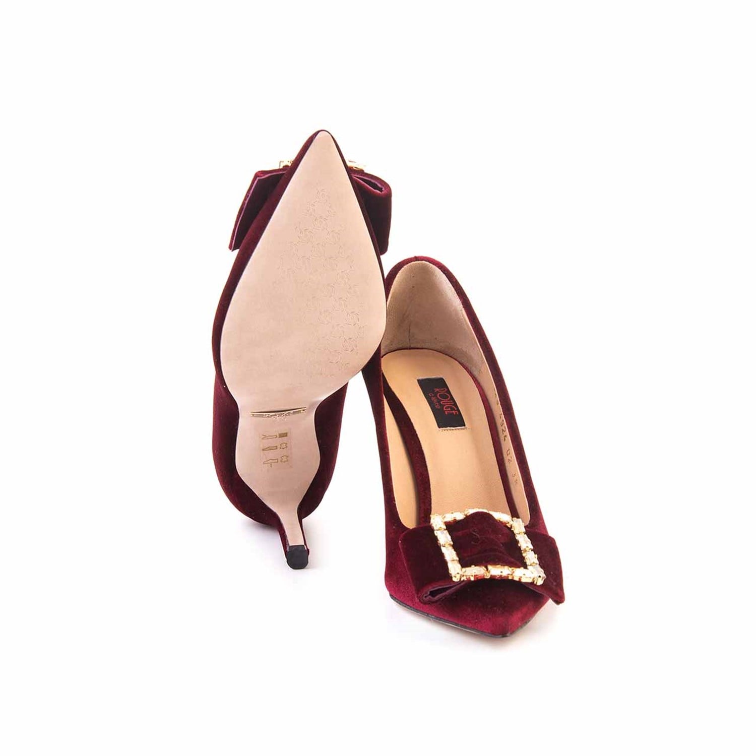 Rouge Kadın Hakiki Deri Microlight Taban Bordo Kadife Gece & Abiye Ayakkabı