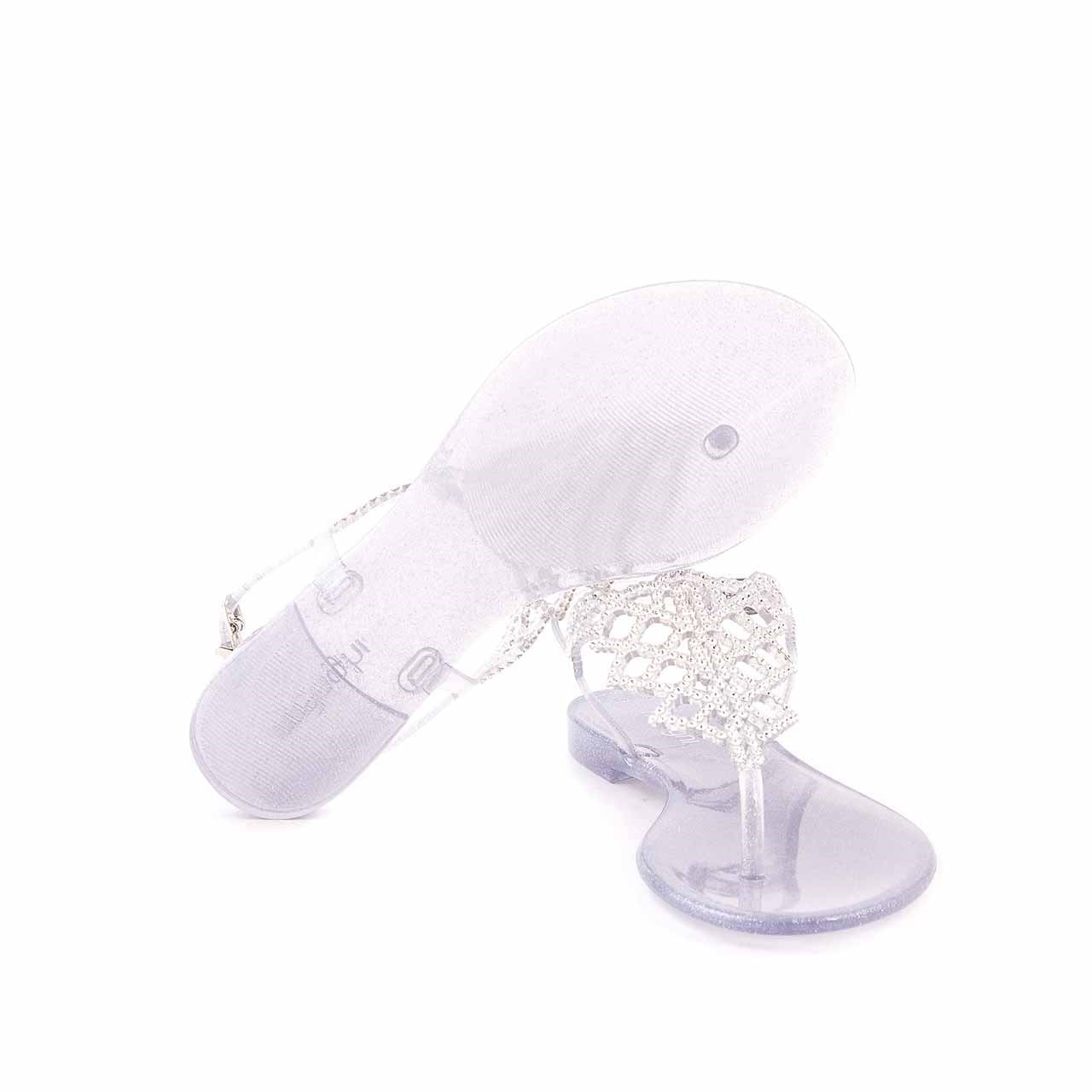 Menghi Kadın Pvc Pvc Taban Glitter Argento Sandalet 
