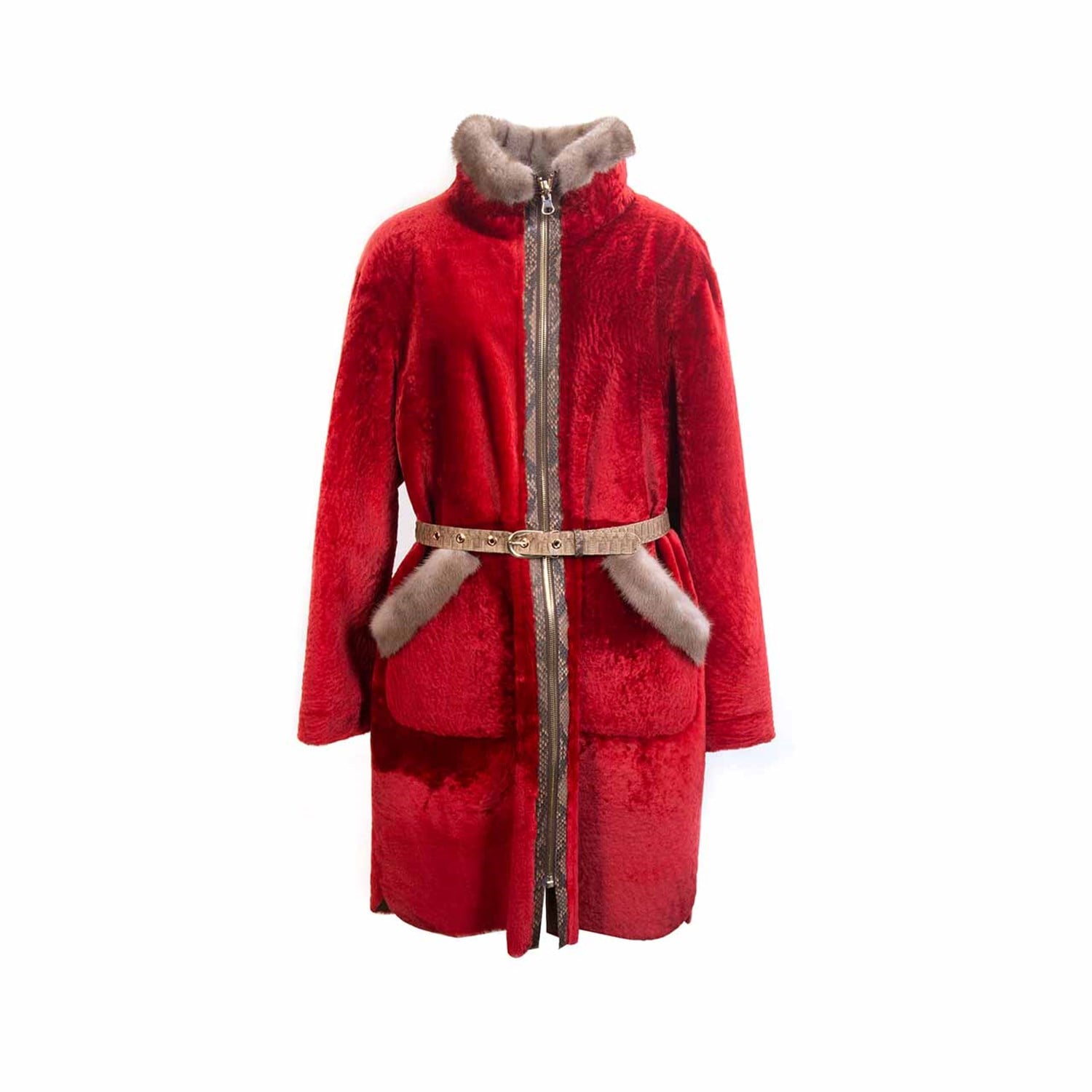 Rouge Kadın Tekstil Kırmızı Deri Mont