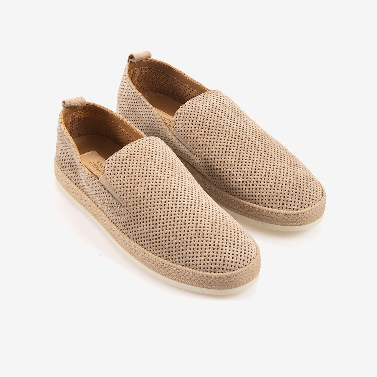 Andrea Giovanni Erkek Kauçuk Taban Bej Süet Perfore Casual Loafer 5187