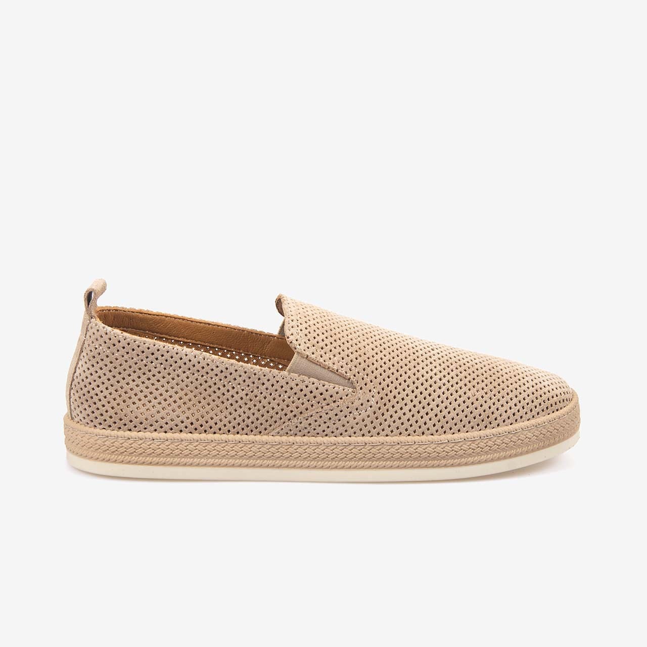 Andrea Giovanni Erkek Kauçuk Taban Bej Süet Perfore Casual Loafer 5187