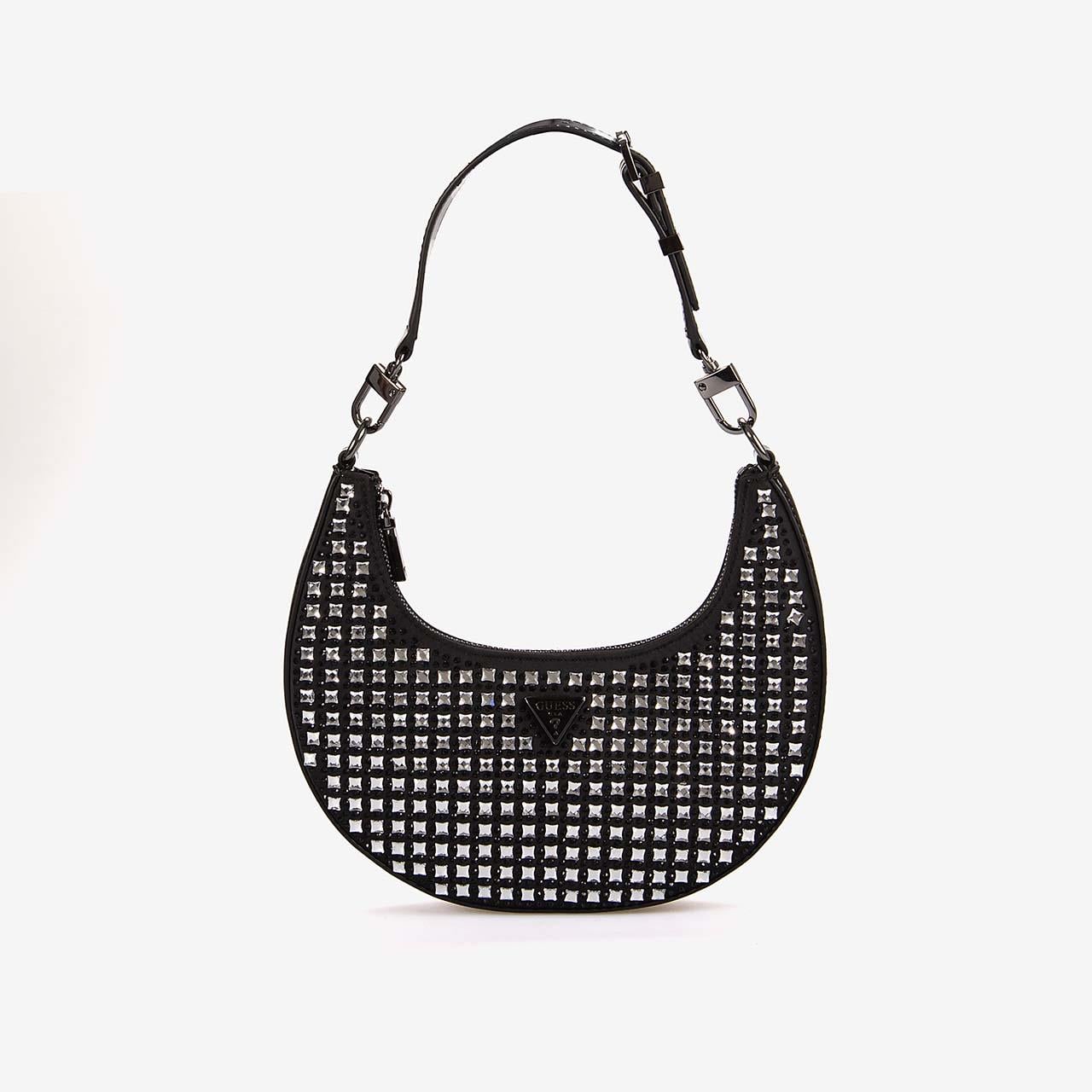 Guess Kadın Siyah Lua Zımba Detaylı Hobo Çanta HWIM9205010