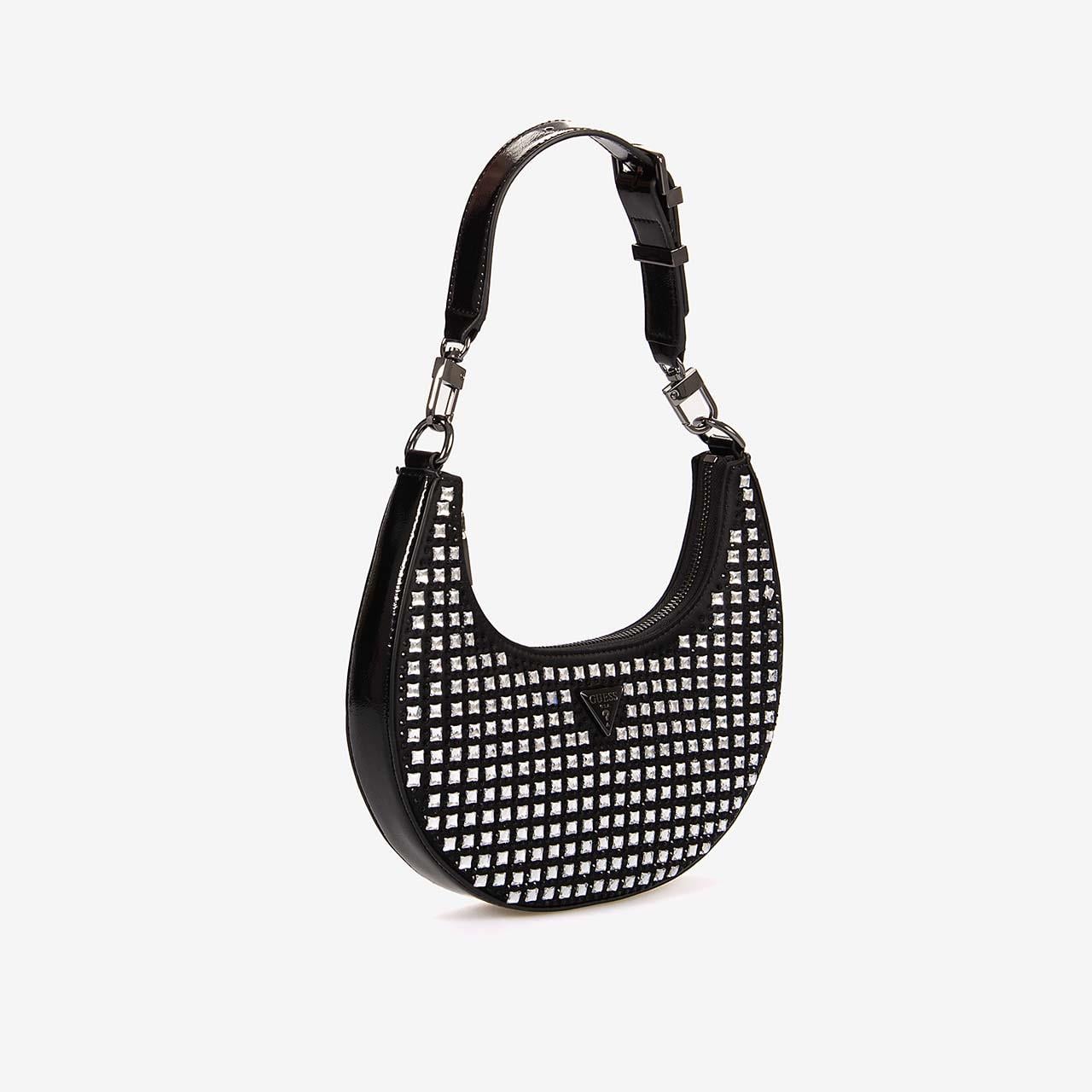 Guess Kadın Siyah Lua Zımba Detaylı Hobo Çanta HWIM9205010