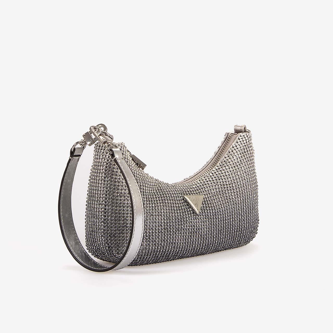 Guess Kadın Taşlı Mini Gümüş Renk Omuz Çantası HWOY9350720