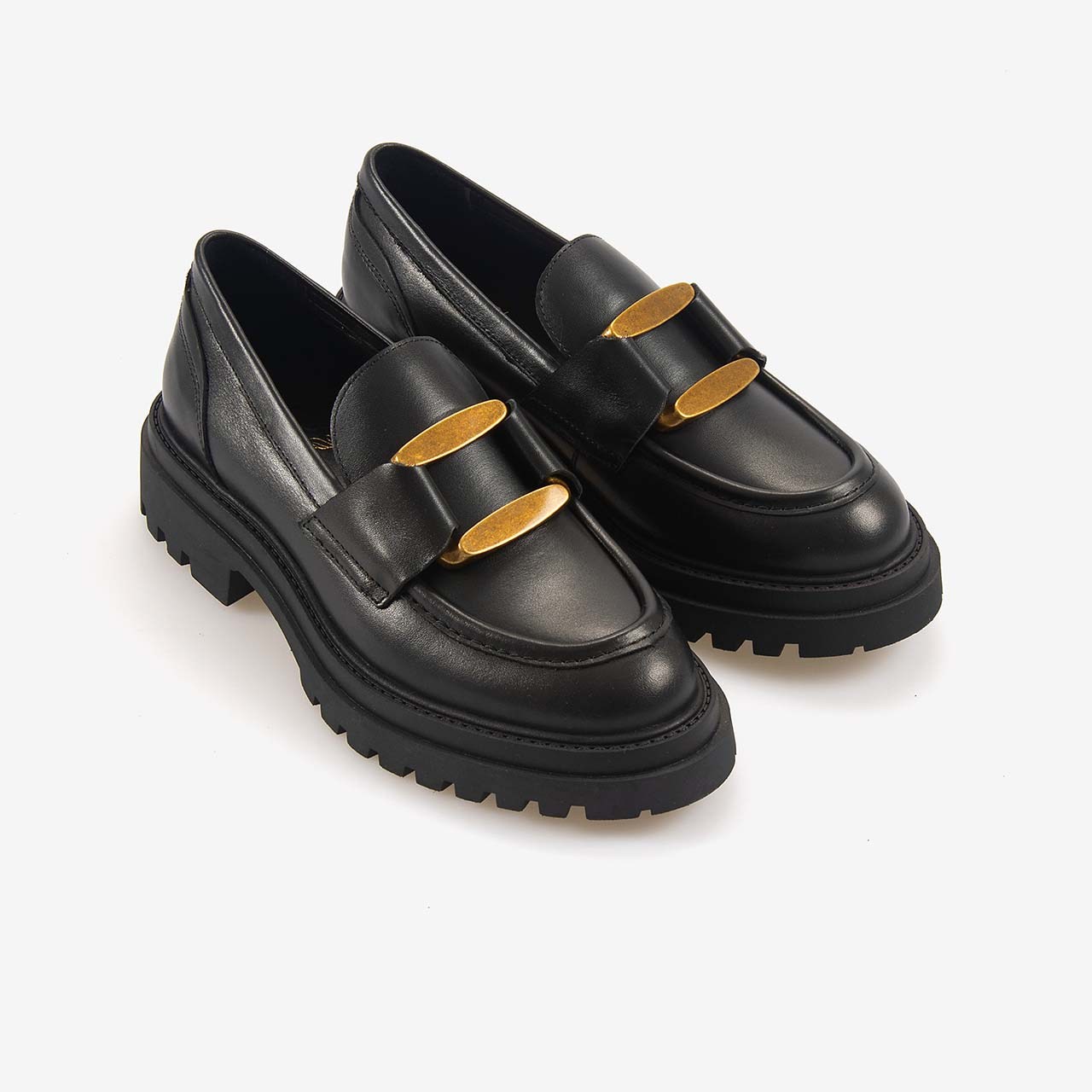 Hawen Angels Kadın 4cm Kauçuk Tabanlı Hakiki Deri Loafer Ayakkabı 8103-1