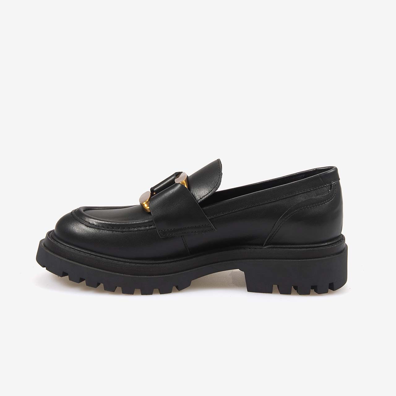 Hawen Angels Kadın 4cm Kauçuk Tabanlı Hakiki Deri Loafer Ayakkabı 8103-1
