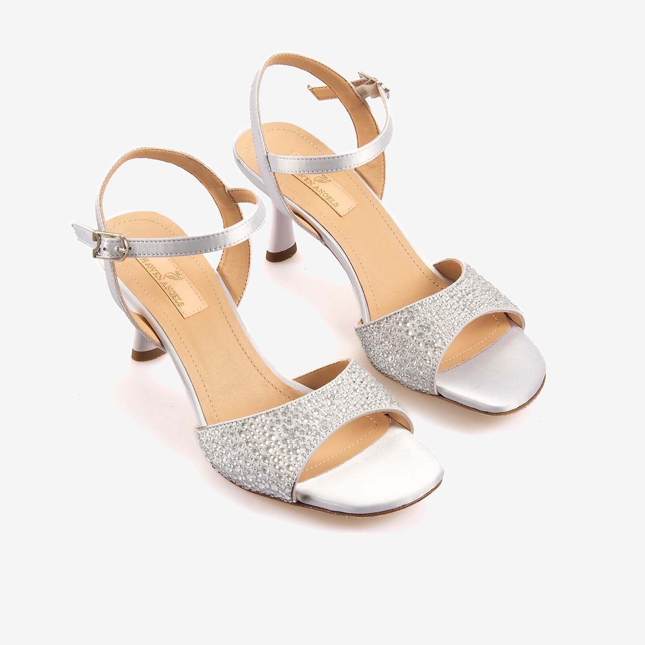 Hawen Angels Kadın Kösele Taban 7,5cm Topuklu Saten Taşlı Gece & Abiye Ayakkabı 6895-26-V1